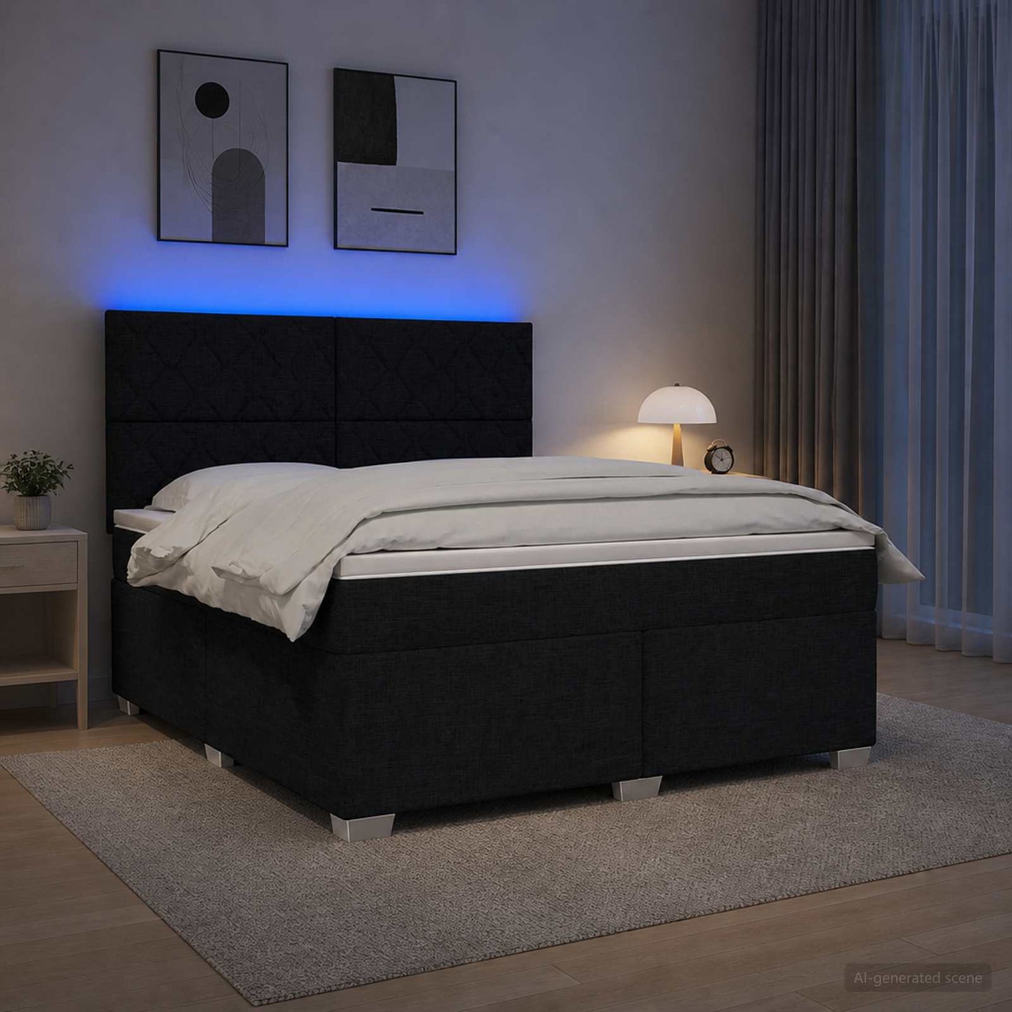 vidaXL Κρεβάτι box spring με στρώμα Μαύρο 160 x 200 cm Ύφασμα