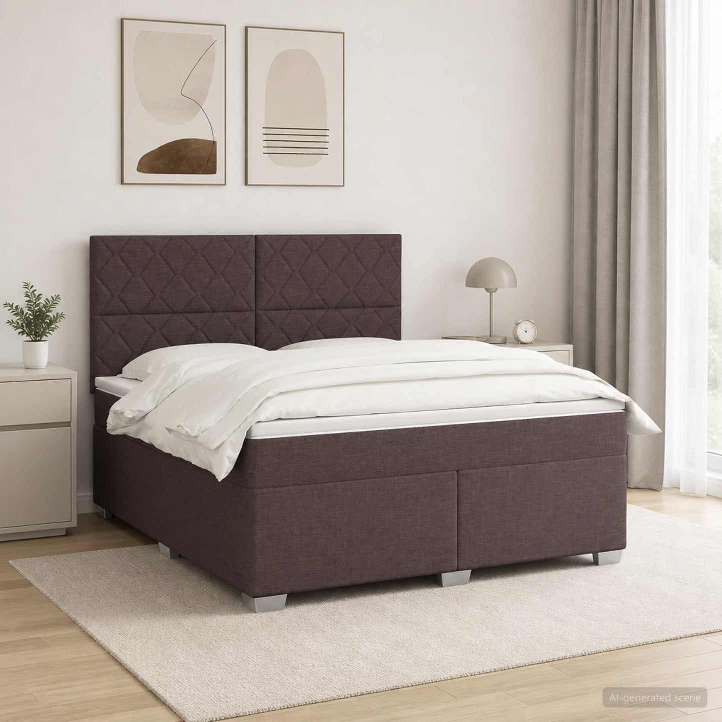 vidaXL Κρεβάτι box spring με στρώμα Σκούρο Καφέ 160 x 200 cm Ύφασμα