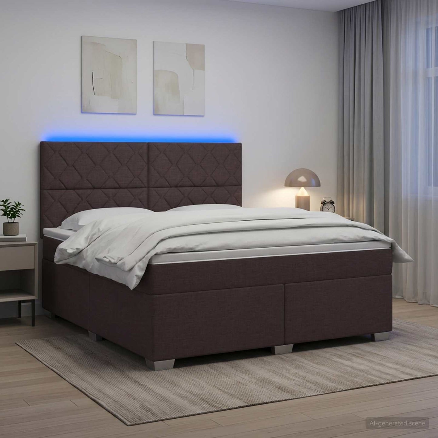 vidaXL Κρεβάτι box spring με στρώμα Σκούρο Καφέ 140 x 200 cm Ύφασμα