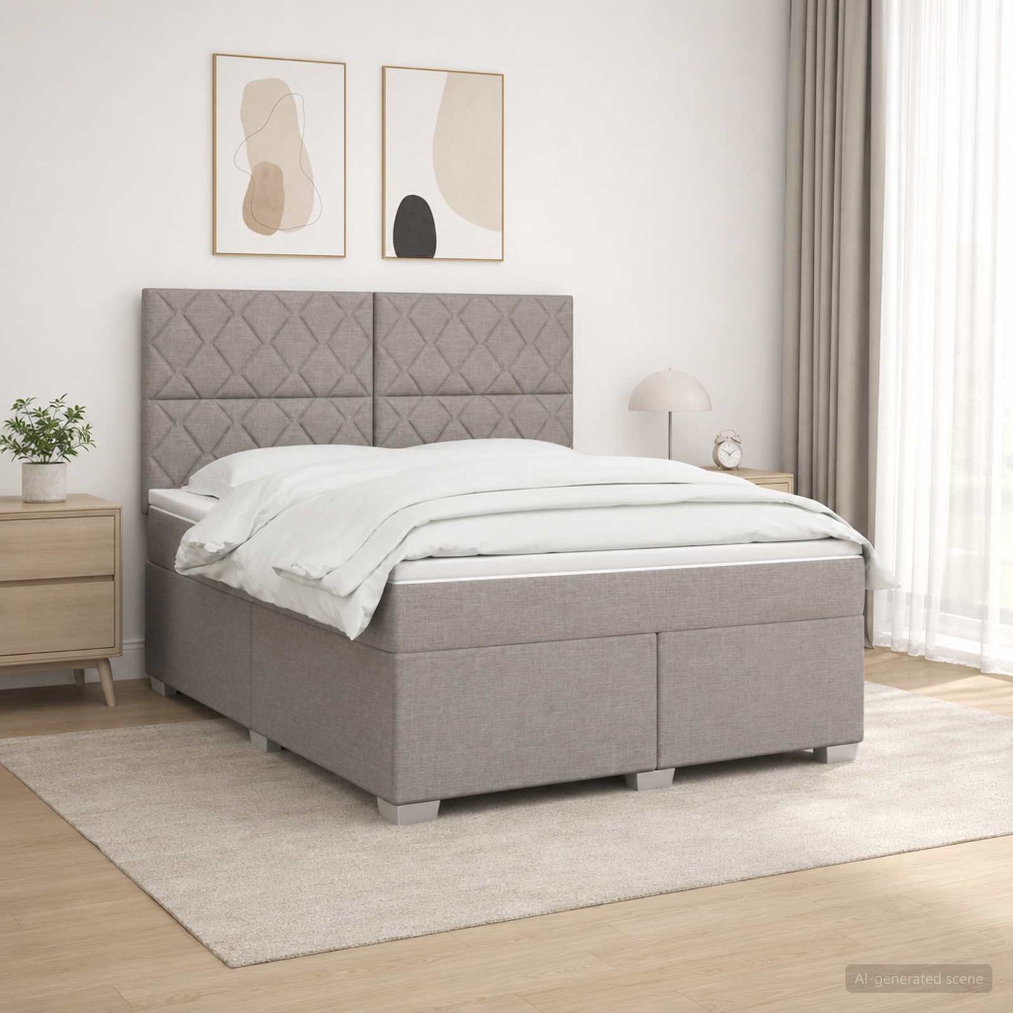 vidaXL Κρεβάτι box spring με στρώμα Taupe 140 x 200 cm Ύφασμα