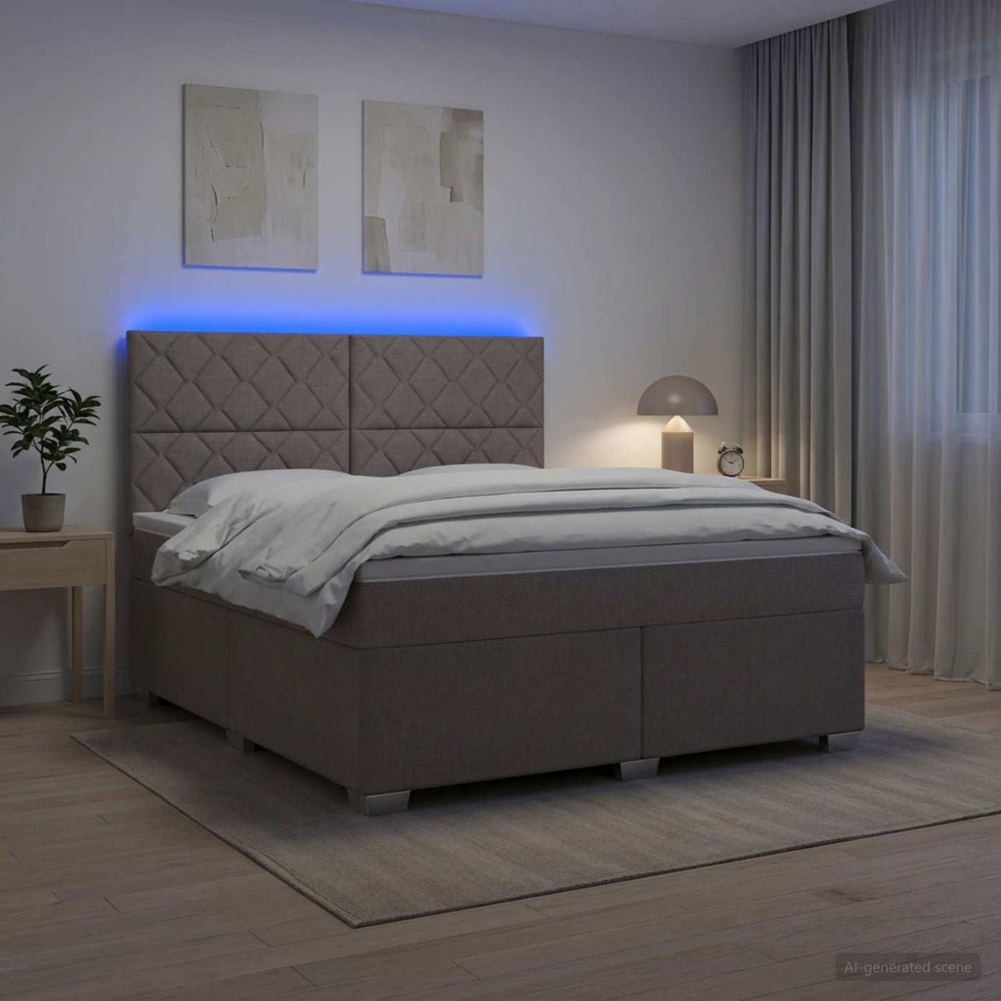 vidaXL Κρεβάτι box spring με στρώμα Taupe 160 x 200 cm Ύφασμα