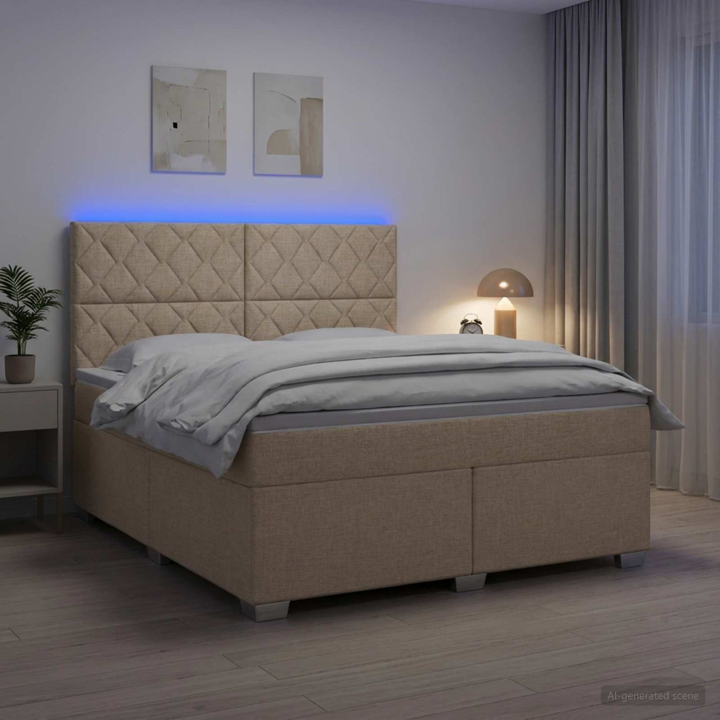 vidaXL Κρεβάτι box spring με στρώμα Κρεμ 140 x 200 cm Ύφασμα