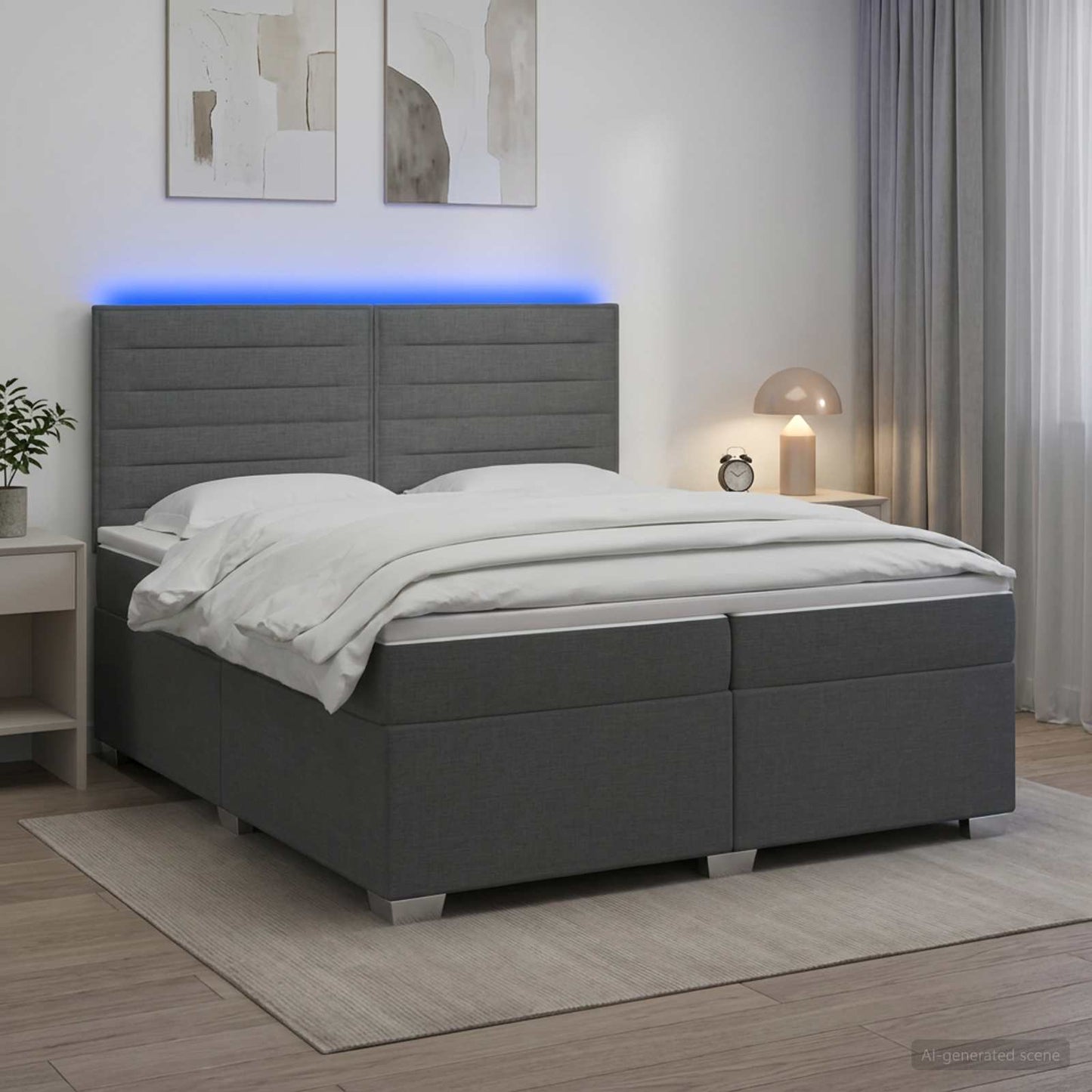 vidaXL Κρεβάτι box spring με στρώμα Σκούρο Γκρι 200 x 200 cm Ύφασμα