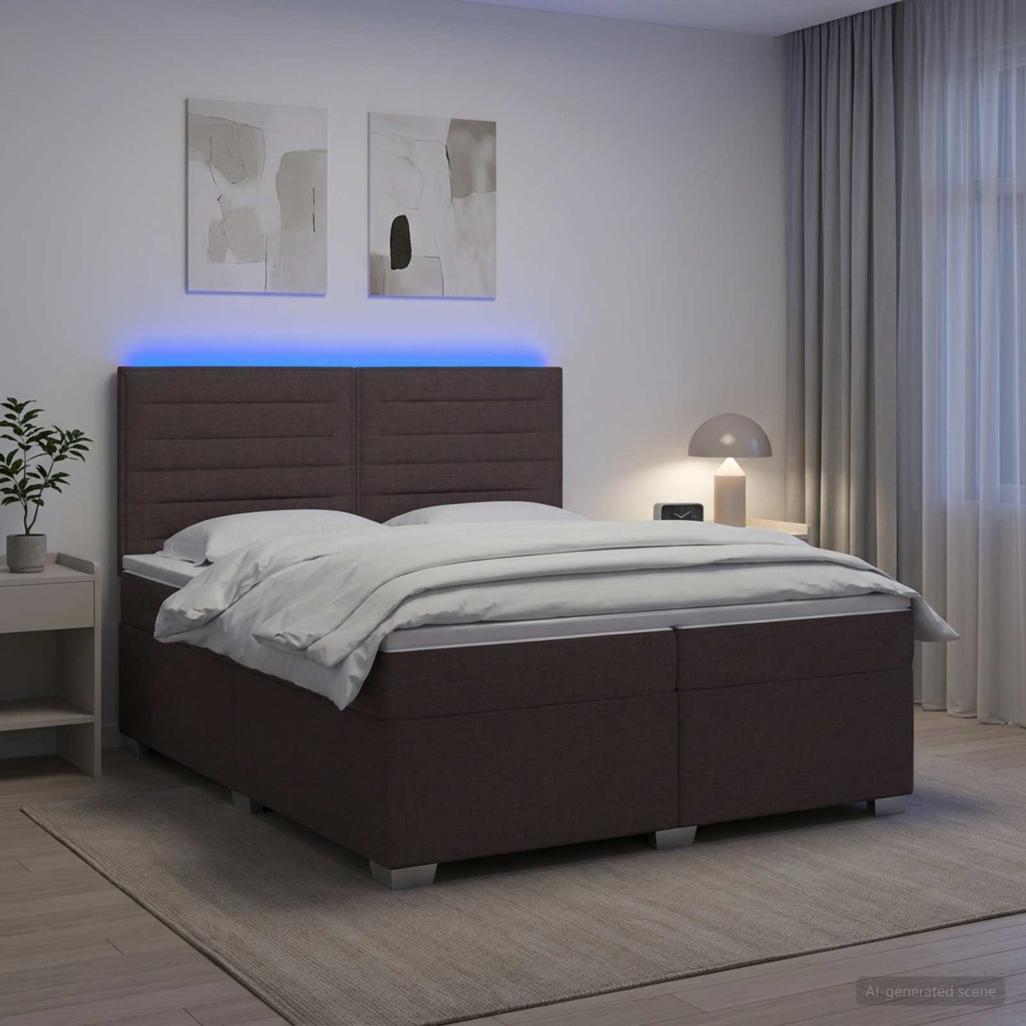 vidaXL Κρεβάτι box spring με στρώμα Σκούρο Καφέ 200 x 200 cm Ύφασμα