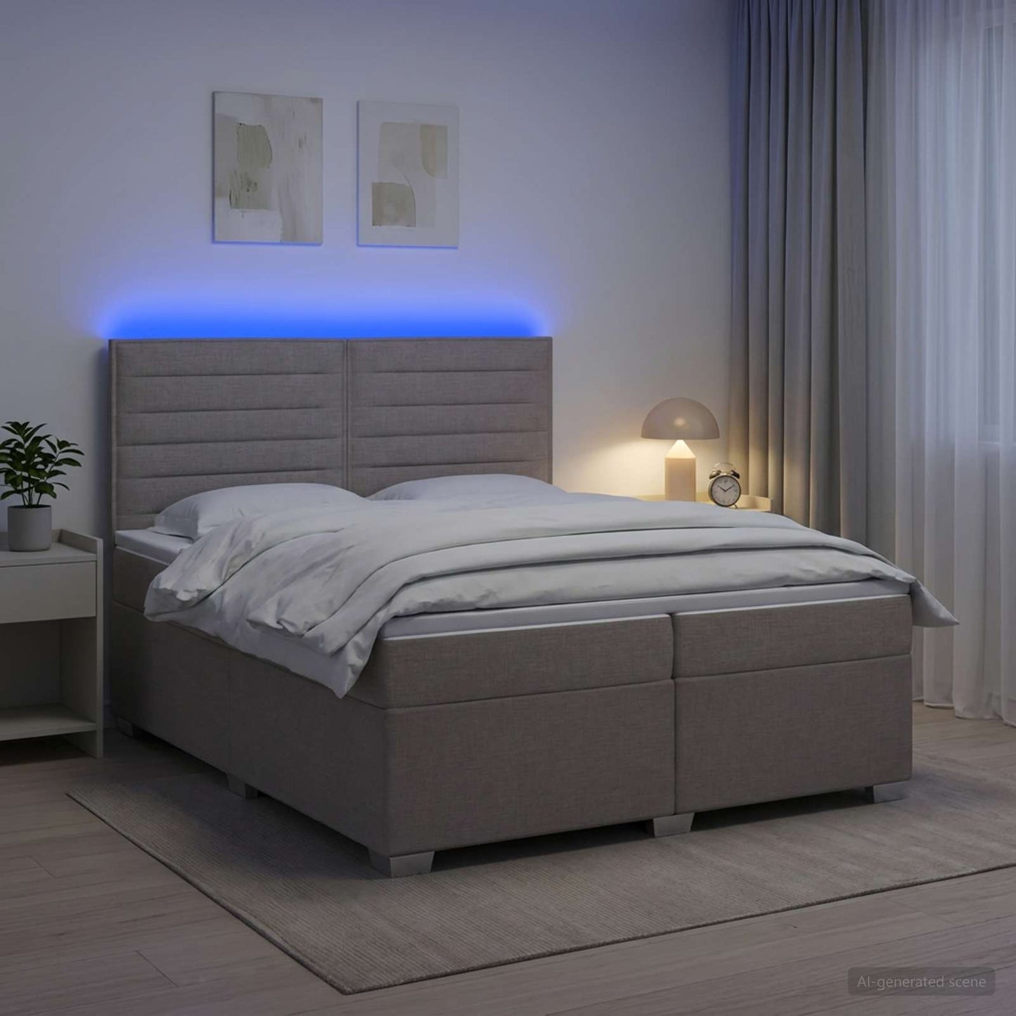 vidaXL Κρεβάτι box spring με στρώμα Taupe 200 x 200 cm Ύφασμα