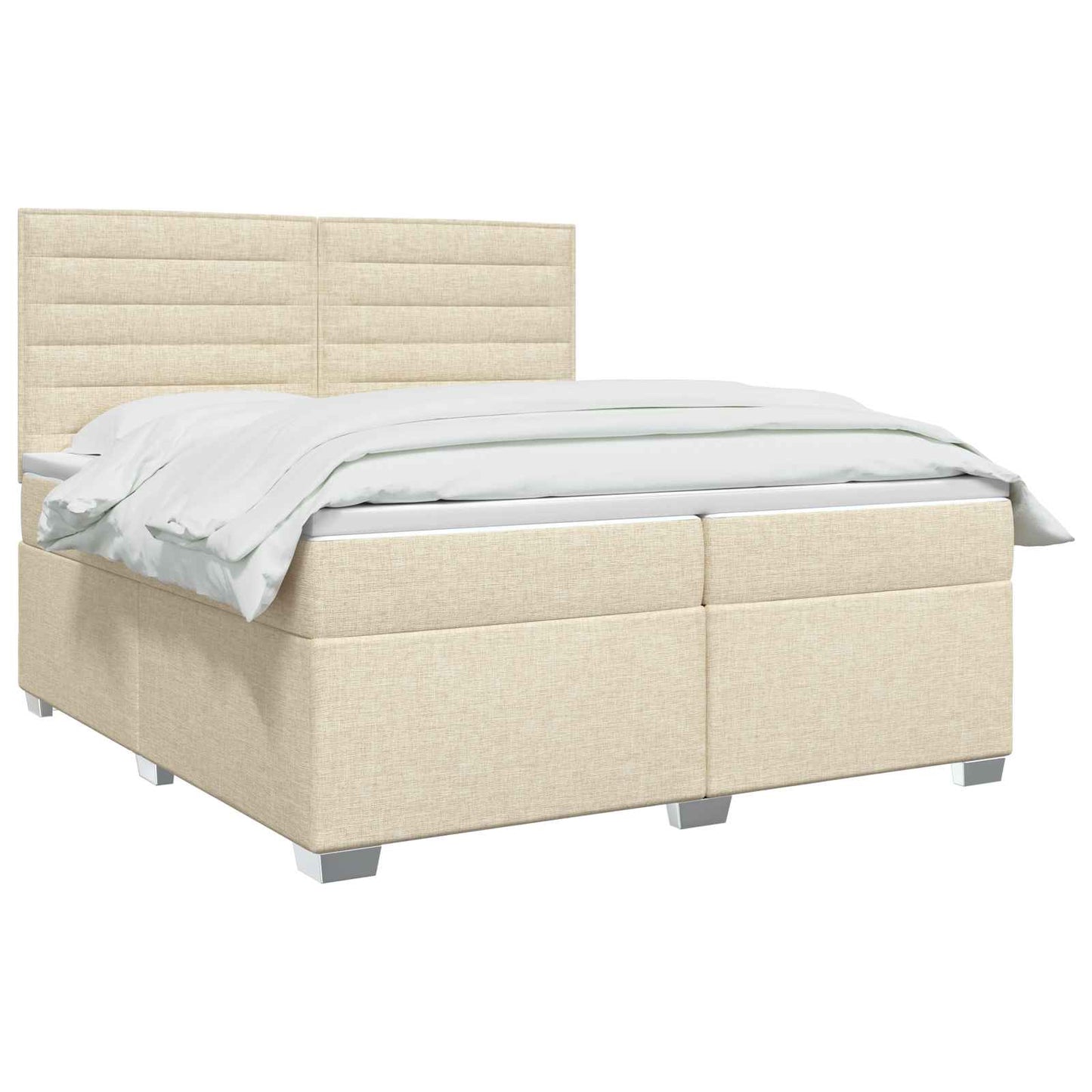 vidaXL Κρεβάτι box spring με στρώμα Κρεμ 200 x 200 cm Ύφασμα