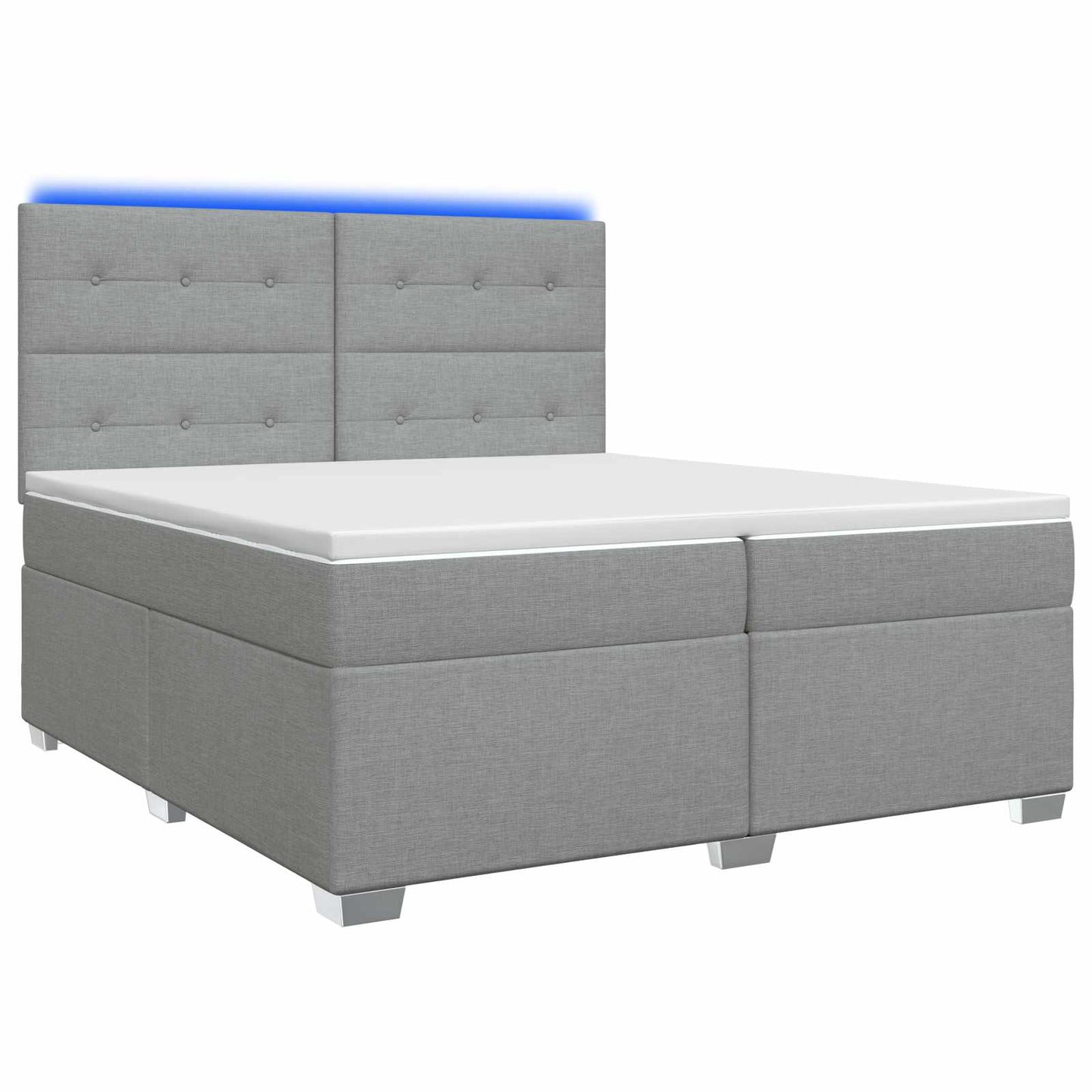 vidaXL Κρεβάτι box spring με στρώμα Ανοιχτό γκρι 200 x 200 cm Ύφασμα