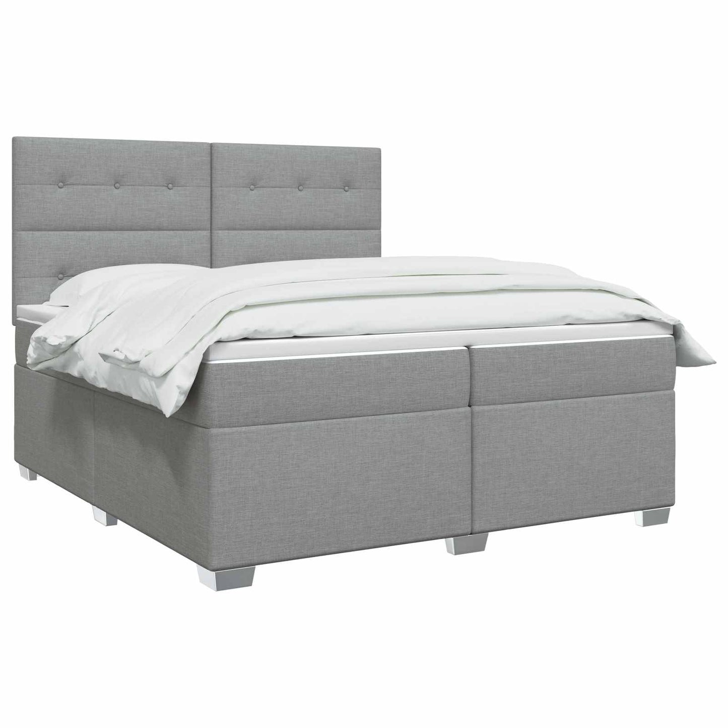 vidaXL Κρεβάτι box spring με στρώμα Ανοιχτό γκρι 200 x 200 cm Ύφασμα