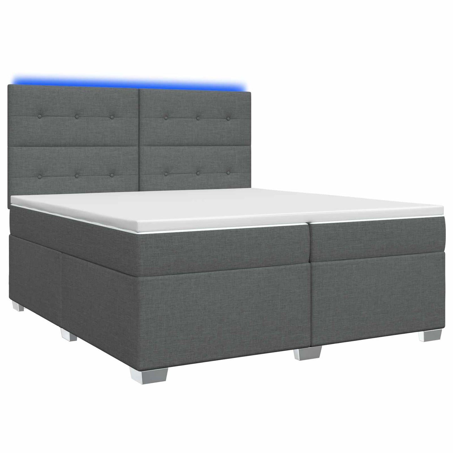 vidaXL Κρεβάτι box spring με στρώμα Σκούρο Γκρι 200 x 200 cm Ύφασμα