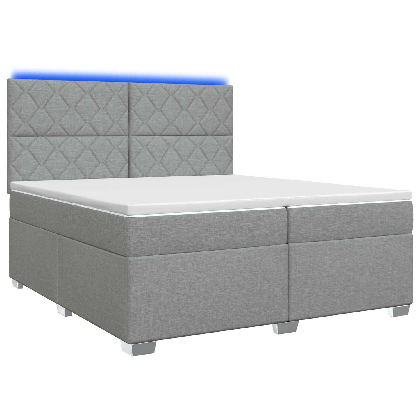 vidaXL Κρεβάτι box spring με στρώμα Ανοιχτό γκρι 200 x 200 cm Ύφασμα