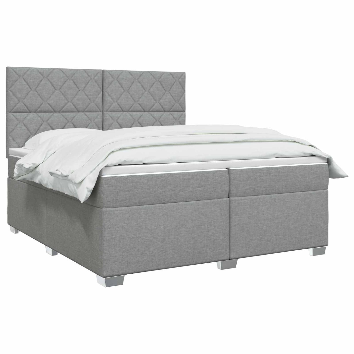 vidaXL Κρεβάτι box spring με στρώμα Ανοιχτό γκρι 200 x 200 cm Ύφασμα