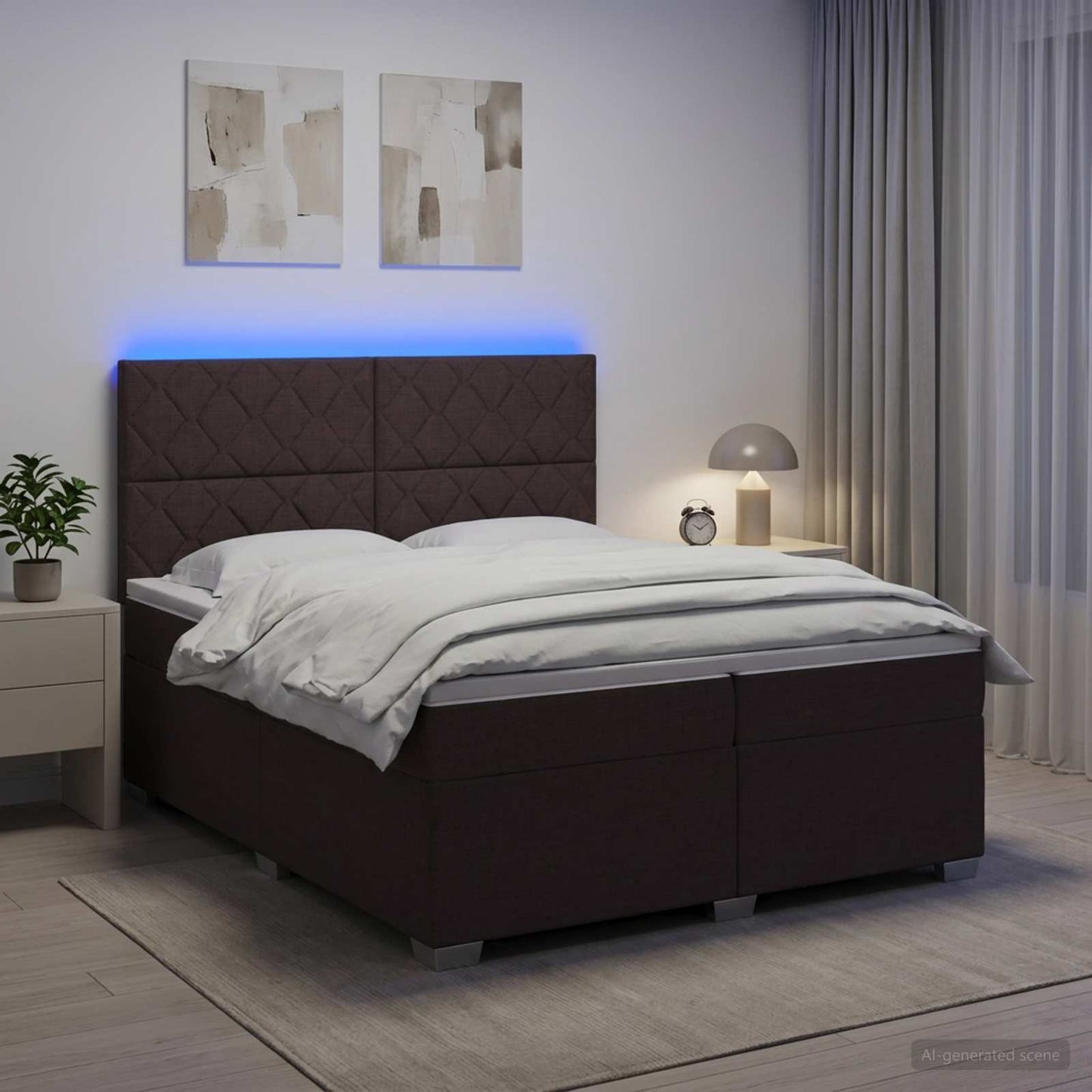 vidaXL Κρεβάτι box spring με στρώμα Σκούρο Καφέ 200 x 200 cm Ύφασμα