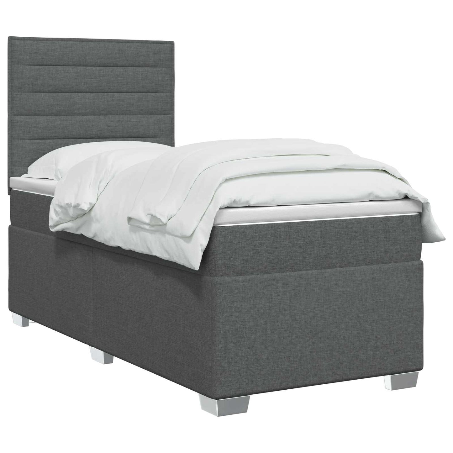 vidaXL Κρεβάτι Box Spring με Στρώμα και LED Σκούρο Γκρι 90 x 190 cm