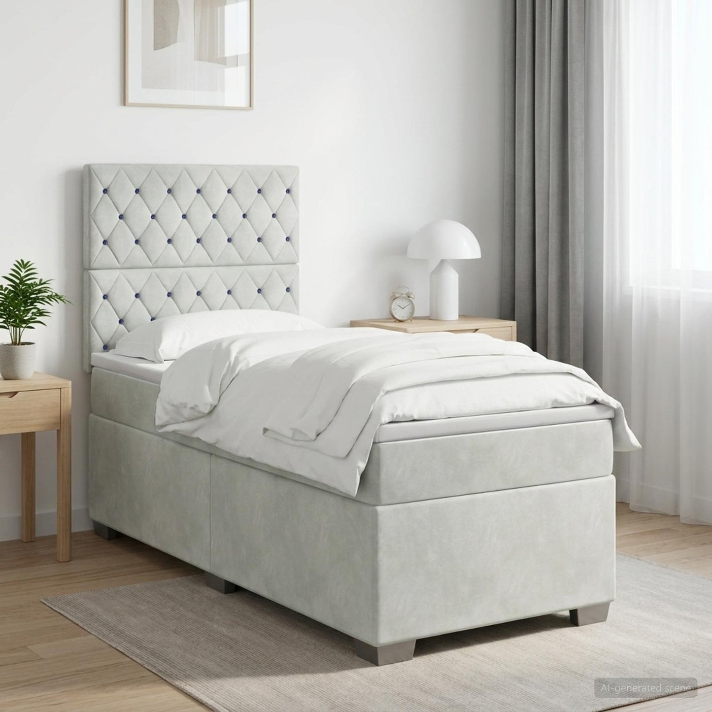 vidaXL Κρεβάτι box spring με στρώμα Ανοιχτό γκρι 90 x 190 cm Βελούδο
