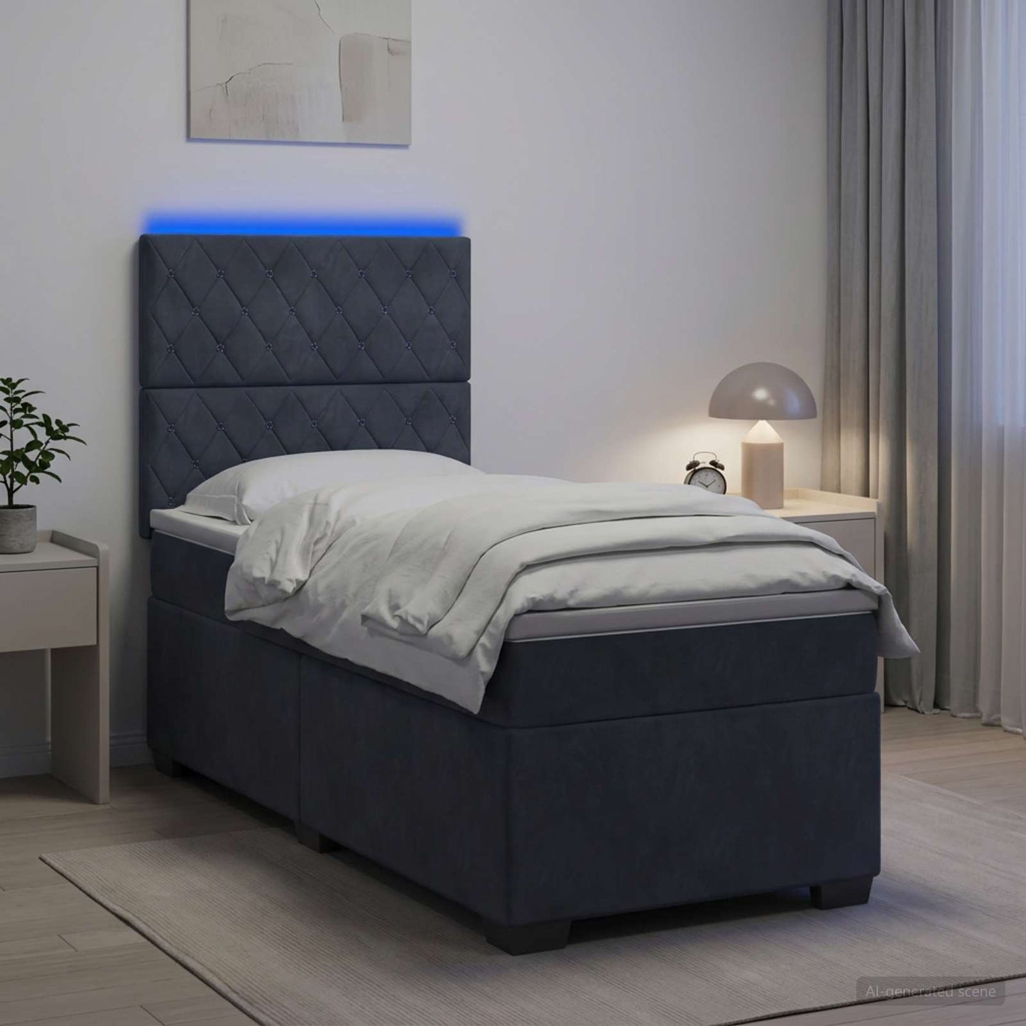 vidaXL Κρεβάτι box spring με στρώμα Σκούρο Γκρι 100 x 200 cm Βελούδο