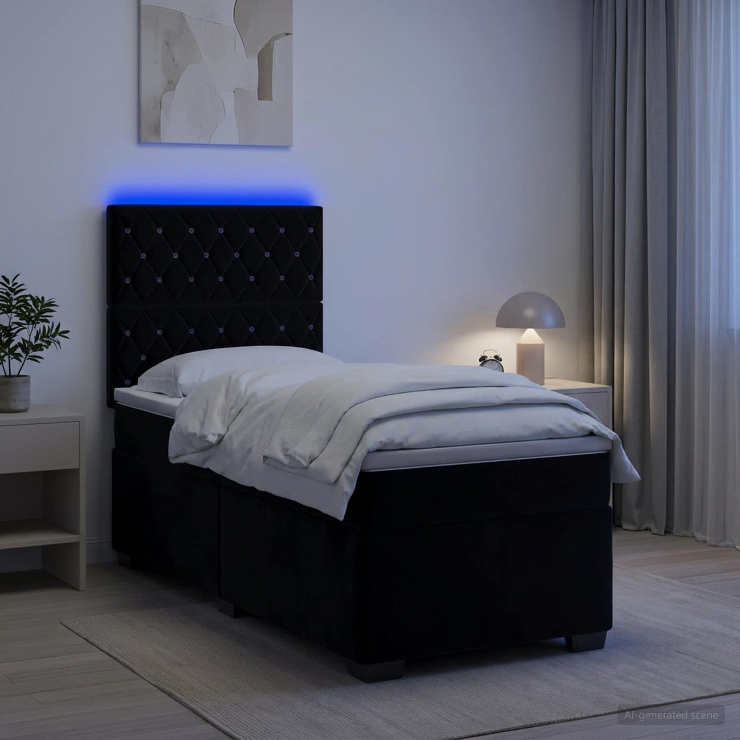 vidaXL Κρεβάτι box spring με στρώμα Μαύρο 80 x 200 cm Βελούδο