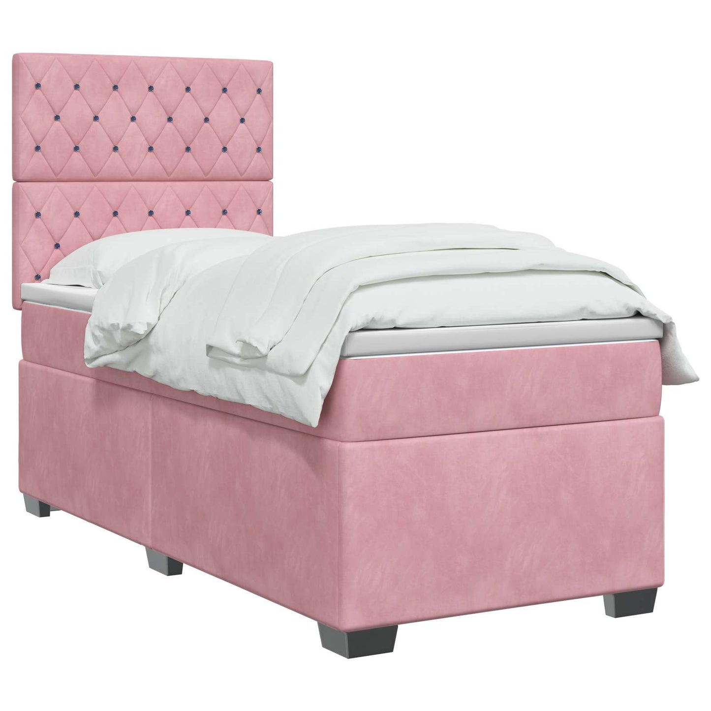 vidaXL Κρεβάτι box spring με στρώμα Ροζ 80 x 200 cm Βελούδο