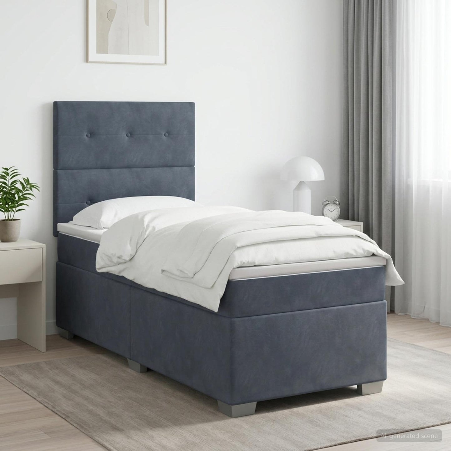 vidaXL Κρεβάτι box spring με στρώμα Σκούρο Γκρι 80 x 200 cm Βελούδο