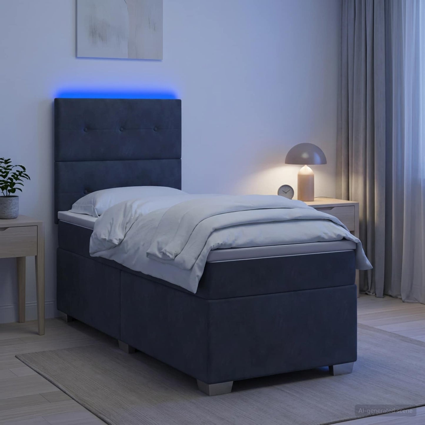 vidaXL Κρεβάτι box spring με στρώμα Σκούρο Γκρι 90 x 200 cm Βελούδο