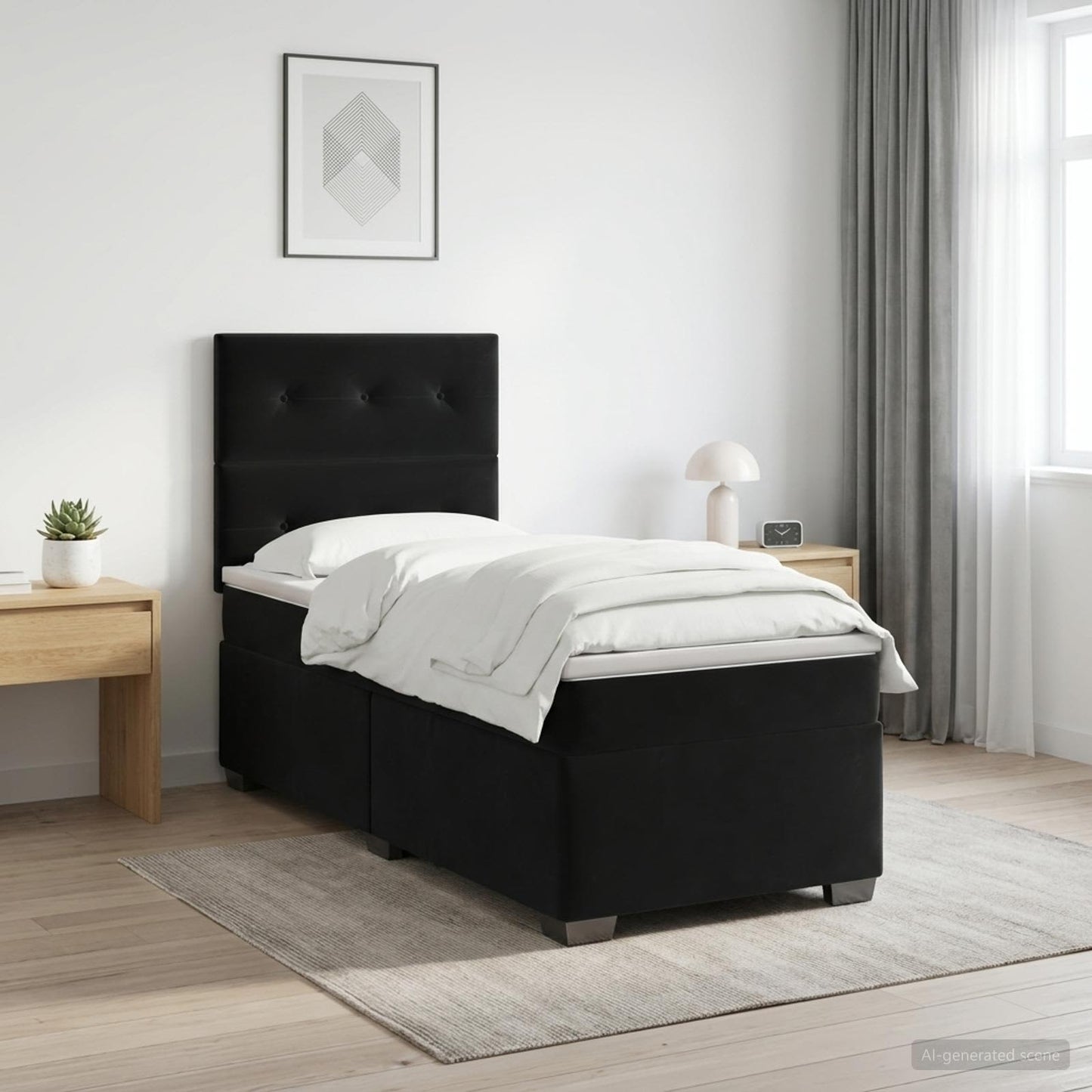 vidaXL Κρεβάτι box spring με στρώμα Μαύρο 80 x 200 cm Βελούδο