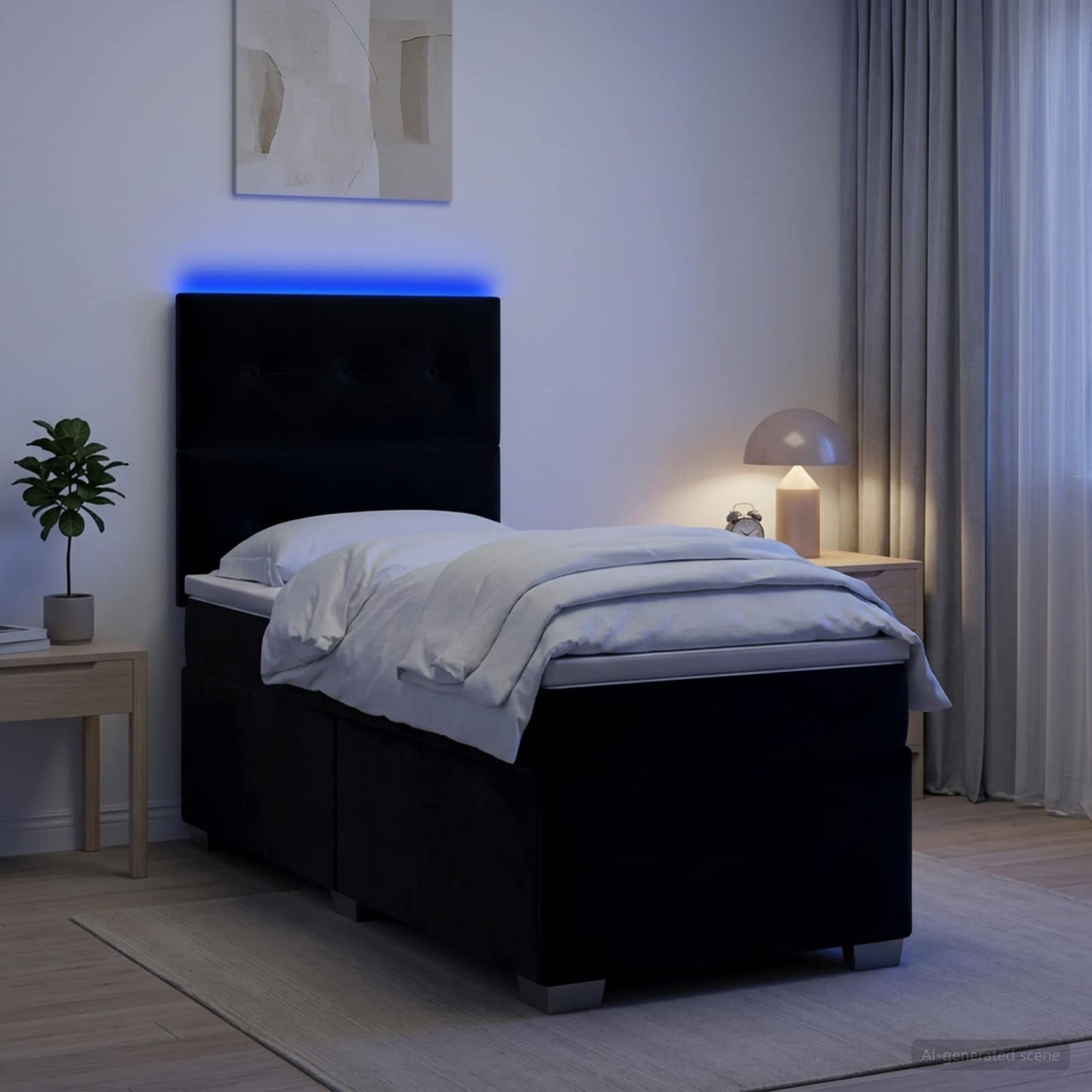 vidaXL Κρεβάτι box spring με στρώμα Μαύρο 90 x 200 cm Βελούδο