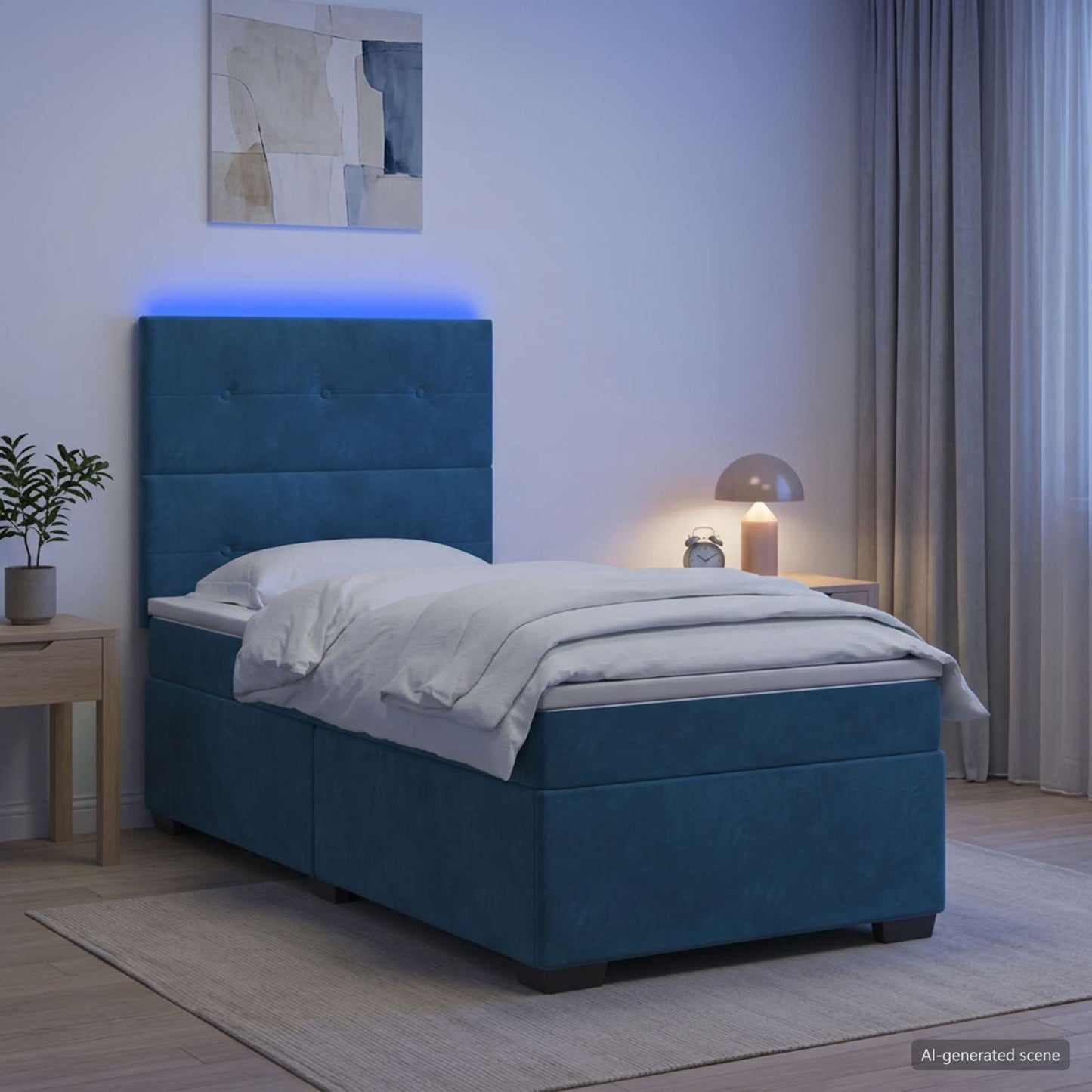 vidaXL Κρεβάτι box spring με στρώμα Μπλε 80 x 200 cm Βελούδο
