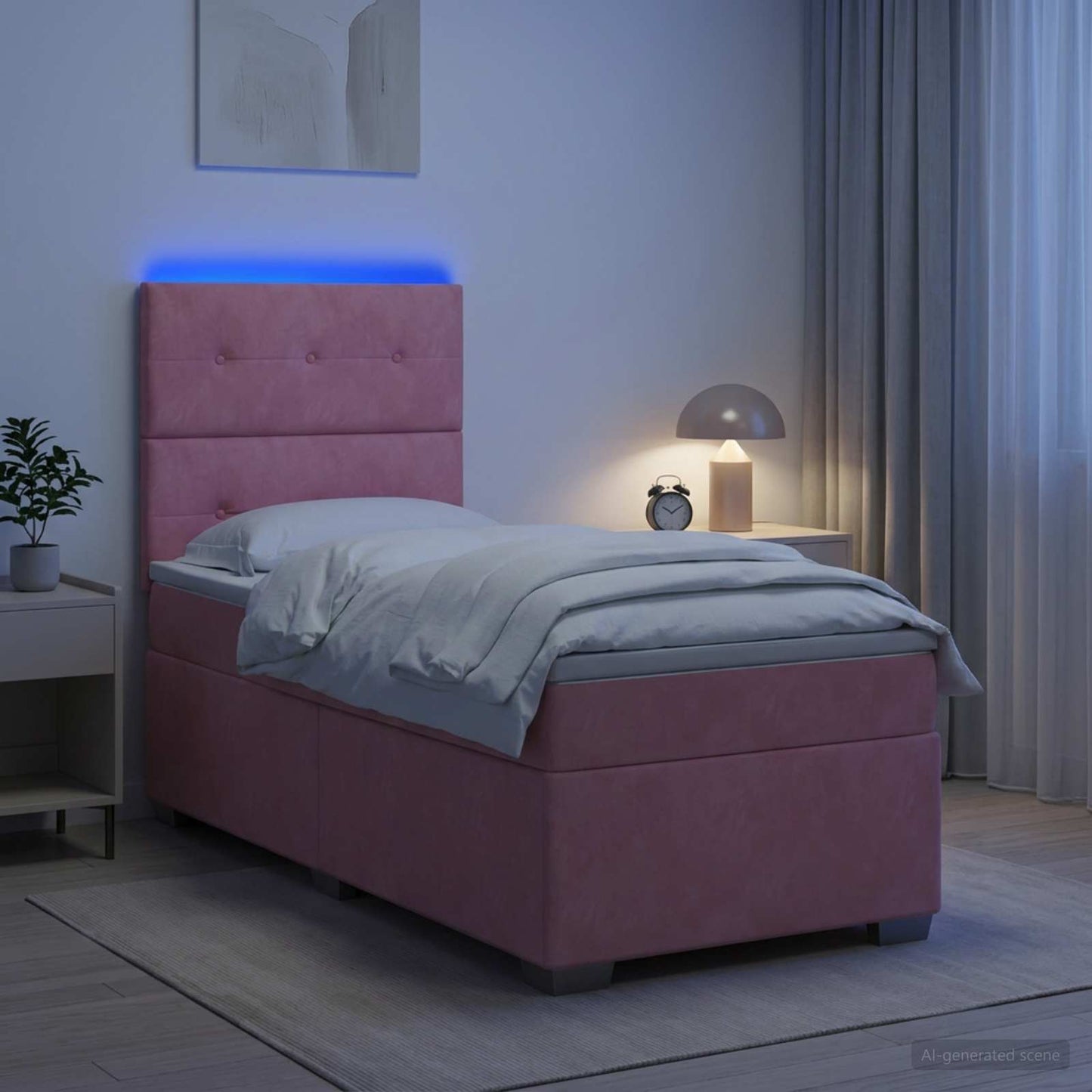 vidaXL Κρεβάτι box spring με στρώμα Ροζ 100 x 200 cm Βελούδο