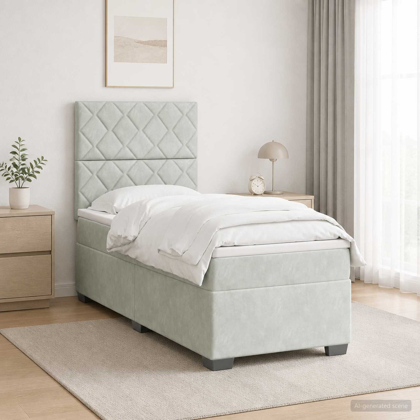 vidaXL Κρεβάτι box spring με στρώμα Ανοιχτό γκρι 80 x 200 cm Βελούδο