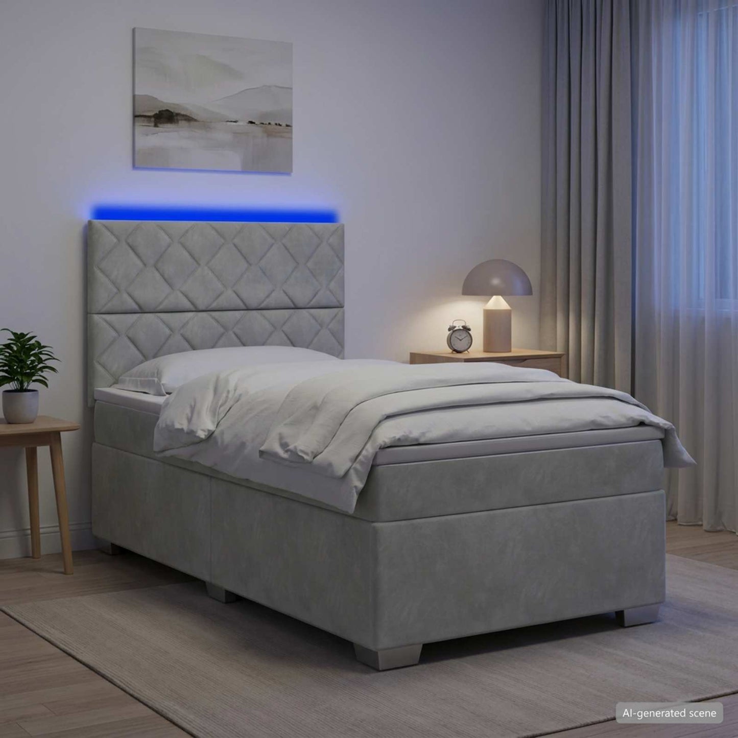 vidaXL Κρεβάτι box spring με στρώμα Ανοιχτό γκρι 80 x 200 cm Βελούδο