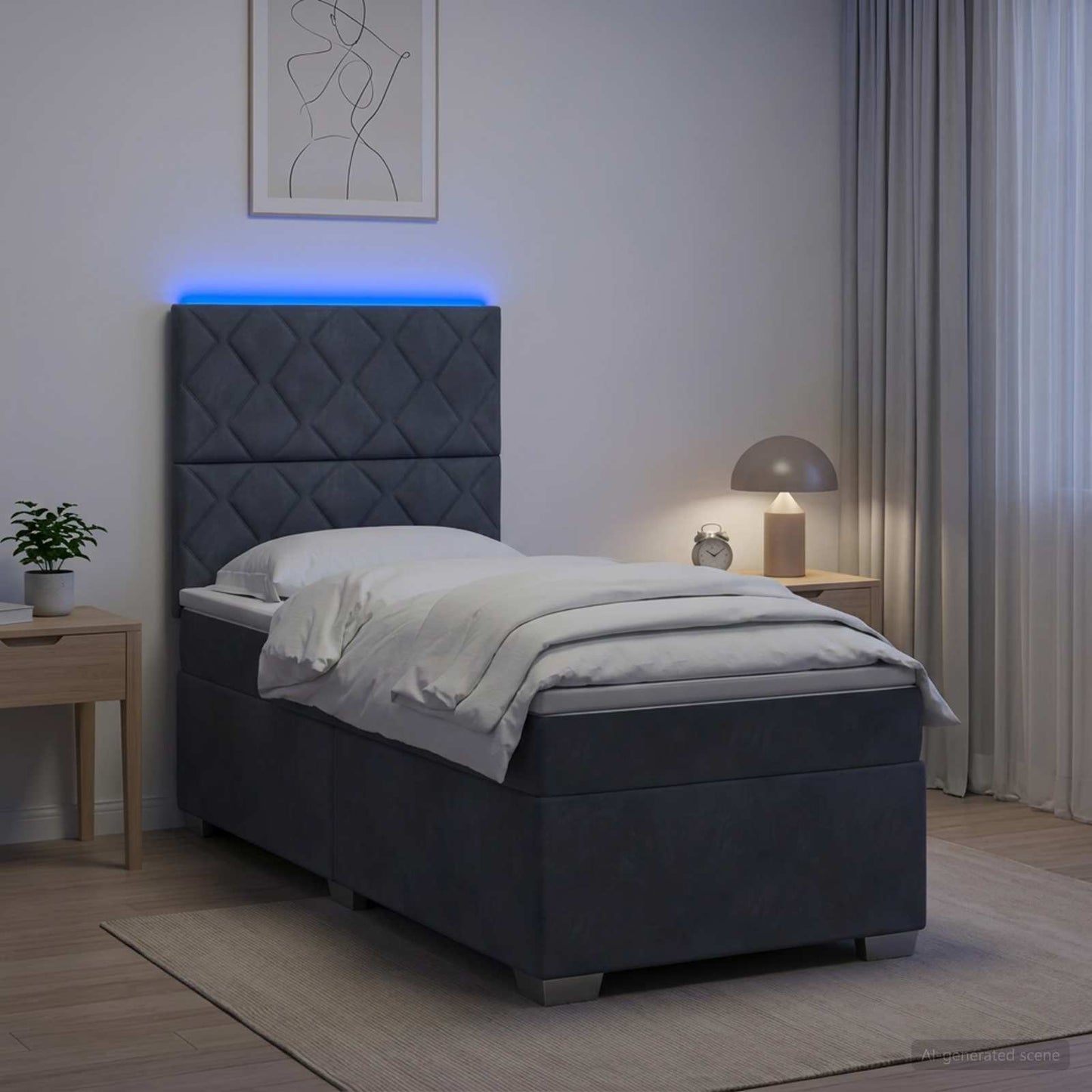 vidaXL Κρεβάτι box spring με στρώμα Σκούρο Γκρι 90 x 190 cm Βελούδο