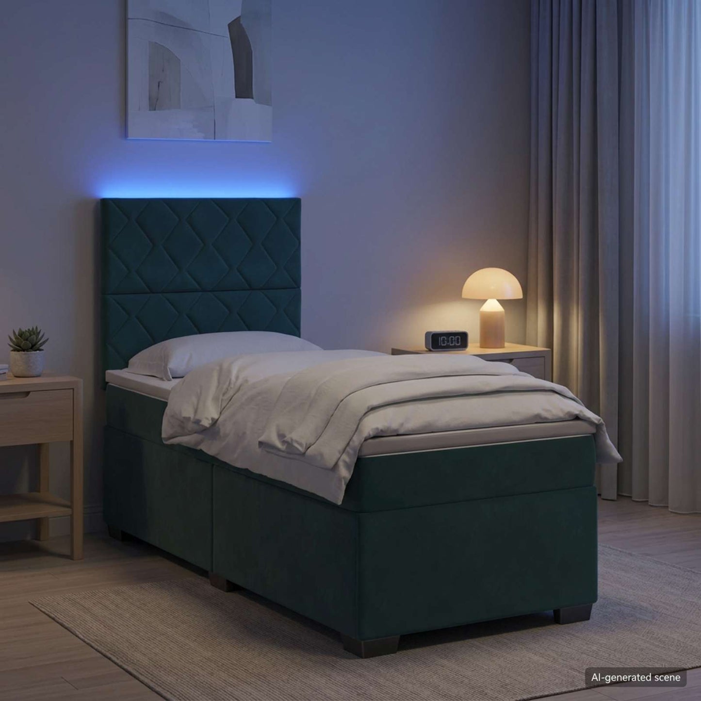 vidaXL Κρεβάτι box spring με στρώμα Σκούρο Πράσινο 80 x 200 cm Βελούδο