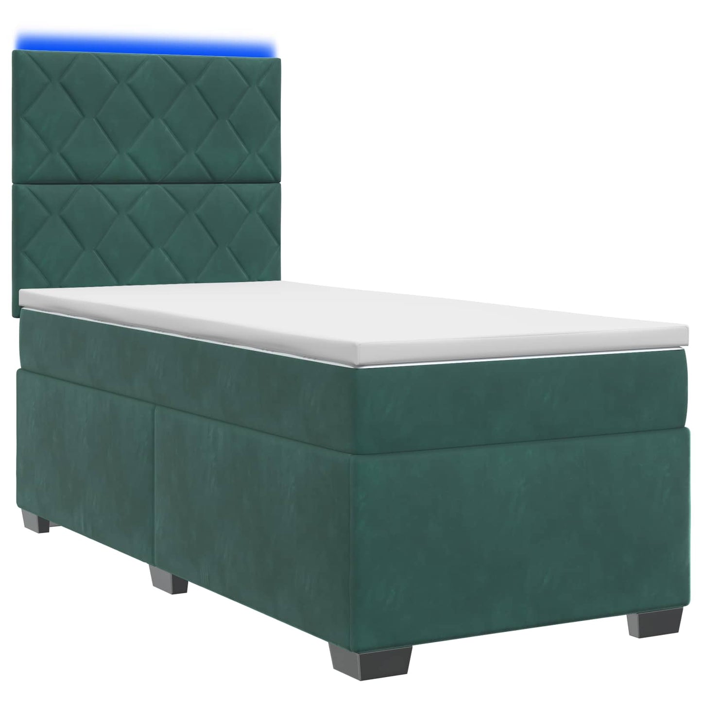 vidaXL Κρεβάτι box spring με στρώμα Σκούρο Πράσινο 80 x 200 cm Βελούδο