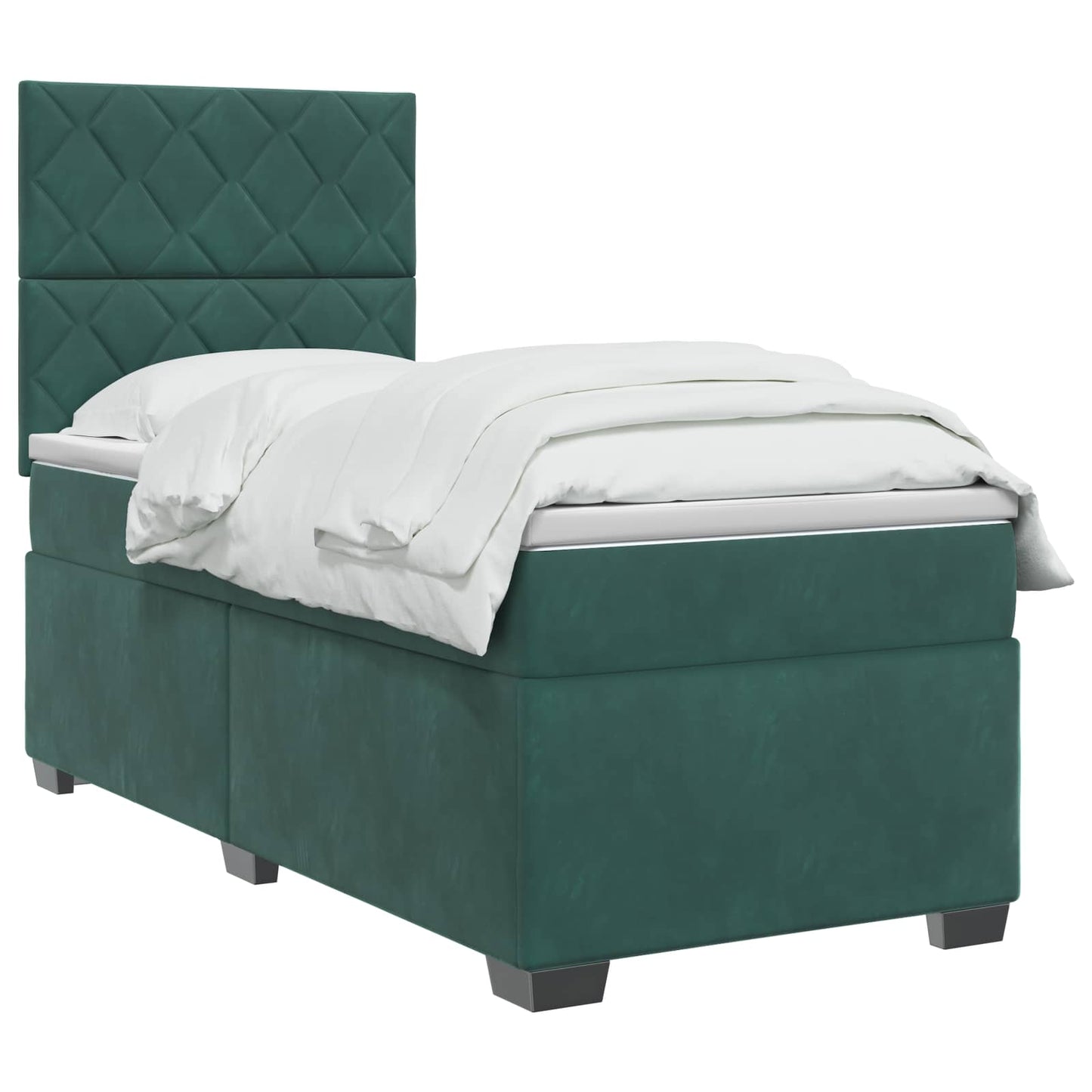 vidaXL Κρεβάτι box spring με στρώμα Σκούρο Πράσινο 80 x 200 cm Βελούδο