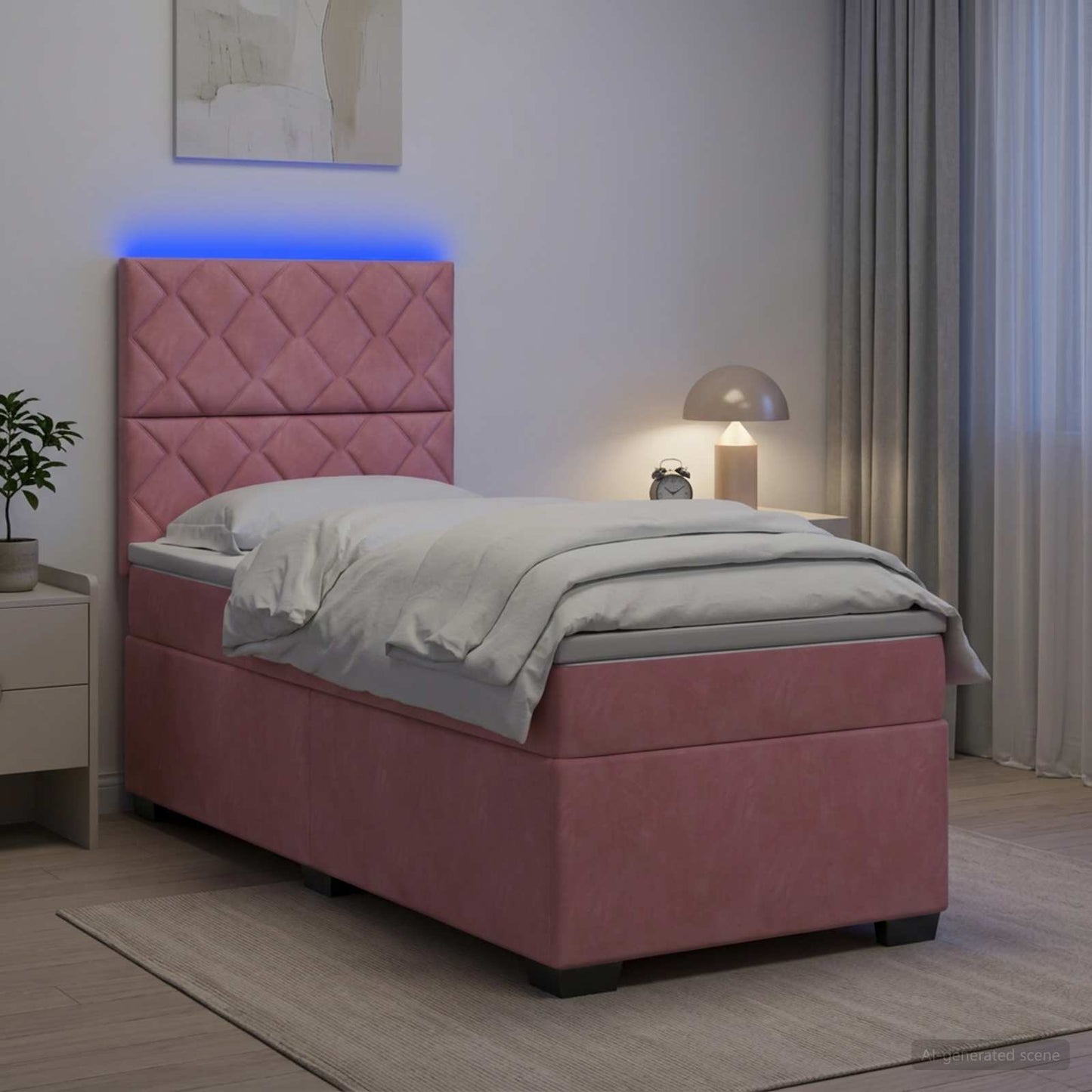 vidaXL Κρεβάτι box spring με στρώμα Ροζ 100 x 200 cm Βελούδο