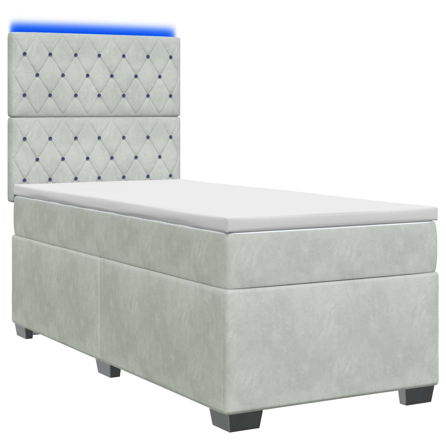 vidaXL Κρεβάτι box spring με στρώμα Ανοιχτό γκρι 90 x 190 cm Βελούδο