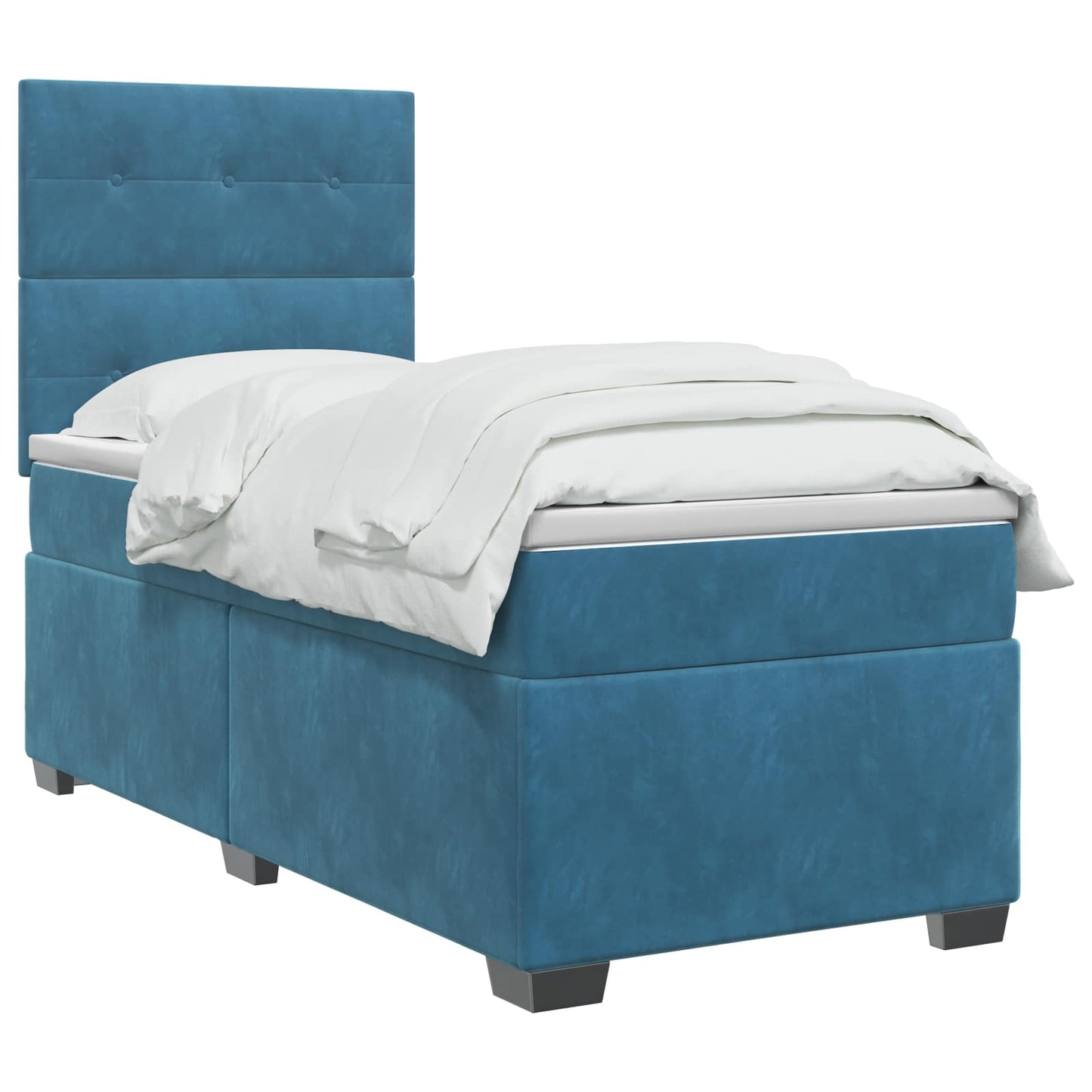 vidaXL Κρεβάτι box spring με στρώμα Μπλε 90 x 190 cm Βελούδο