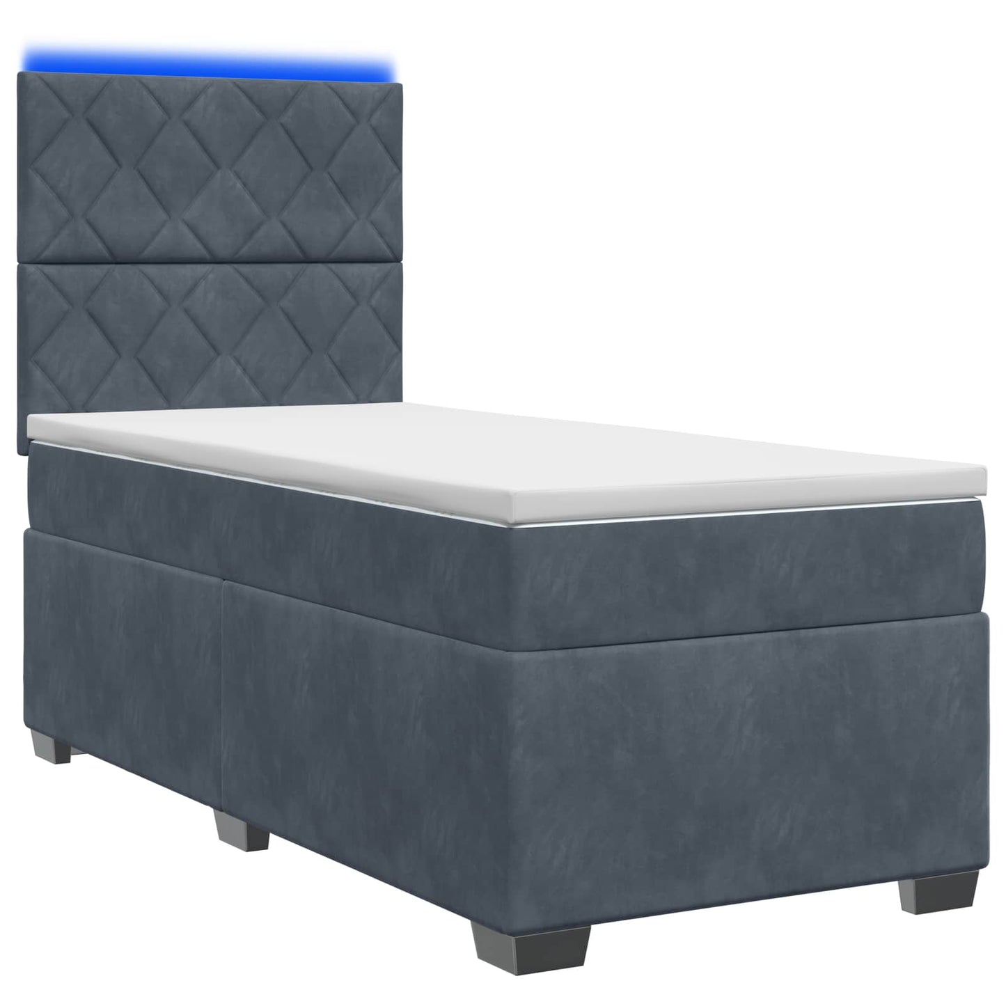 vidaXL Κρεβάτι box spring με στρώμα Σκούρο Γκρι 90 x 190 cm Βελούδο