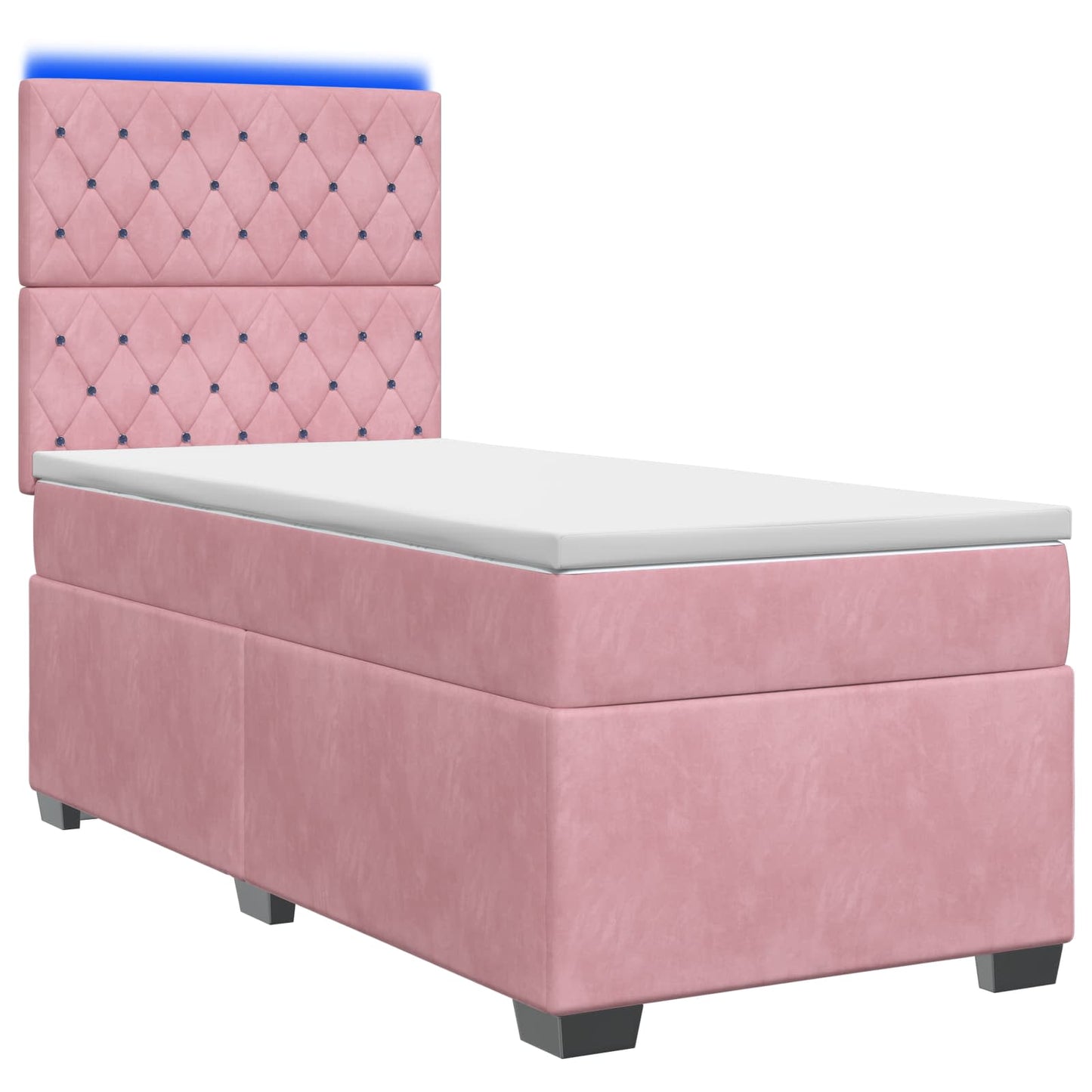 vidaXL Κρεβάτι box spring με στρώμα Ροζ 90 x 200 cm Βελούδο