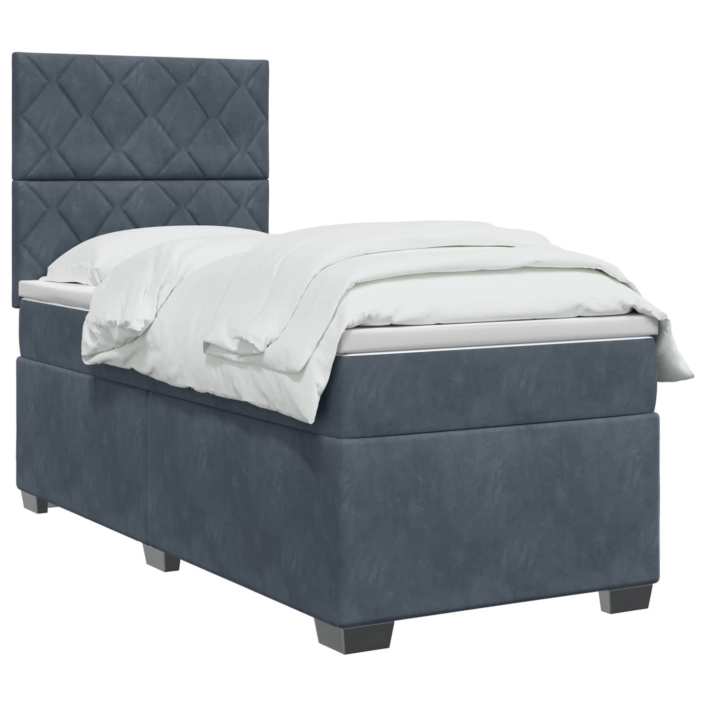 vidaXL Κρεβάτι box spring με στρώμα Σκούρο Γκρι 90 x 200 cm Βελούδο