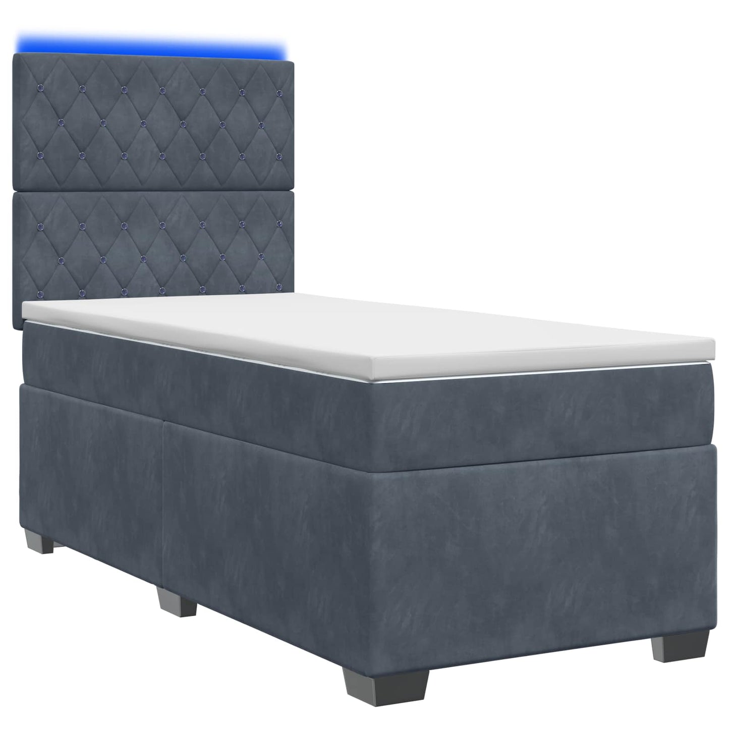 vidaXL Κρεβάτι box spring με στρώμα Σκούρο Γκρι 100 x 200 cm Βελούδο