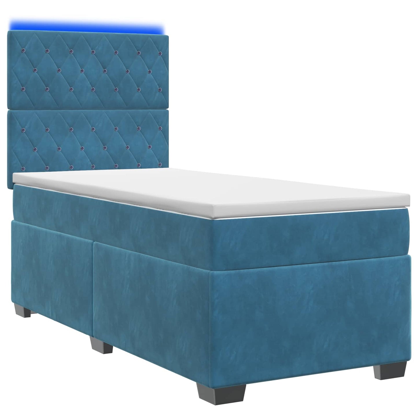 vidaXL Κρεβάτι box spring με στρώμα Μπλε 100 x 200 cm Βελούδο