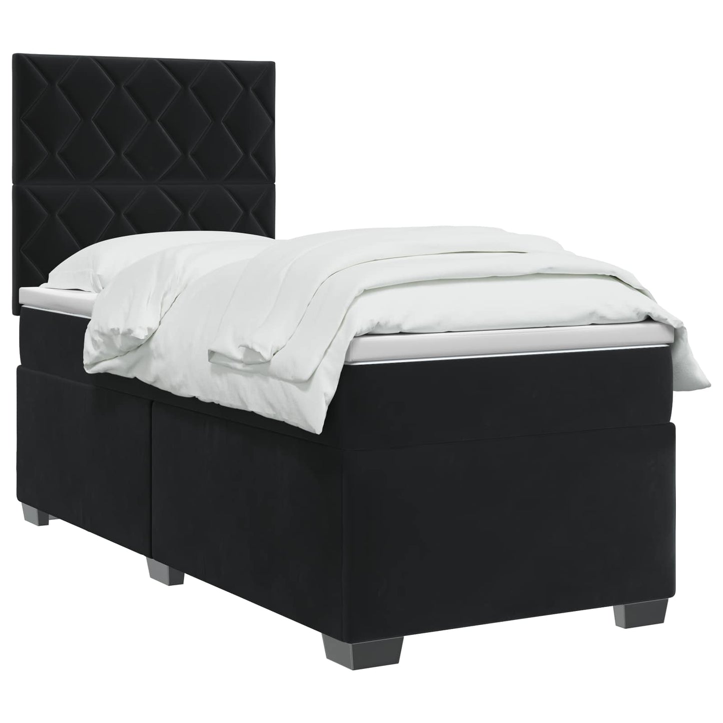 vidaXL Κρεβάτι box spring με στρώμα Μαύρο 100 x 200 cm Βελούδο