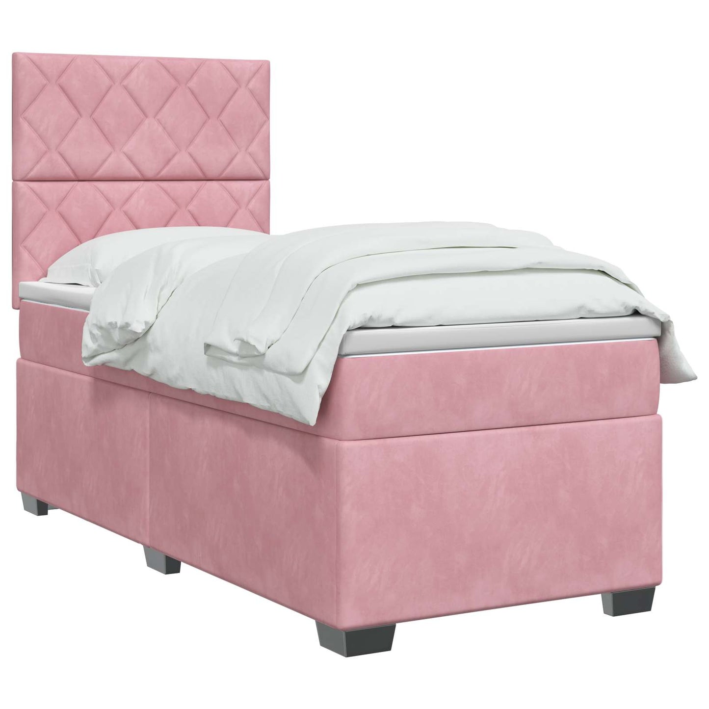 vidaXL Κρεβάτι box spring με στρώμα Ροζ 100 x 200 cm Βελούδο