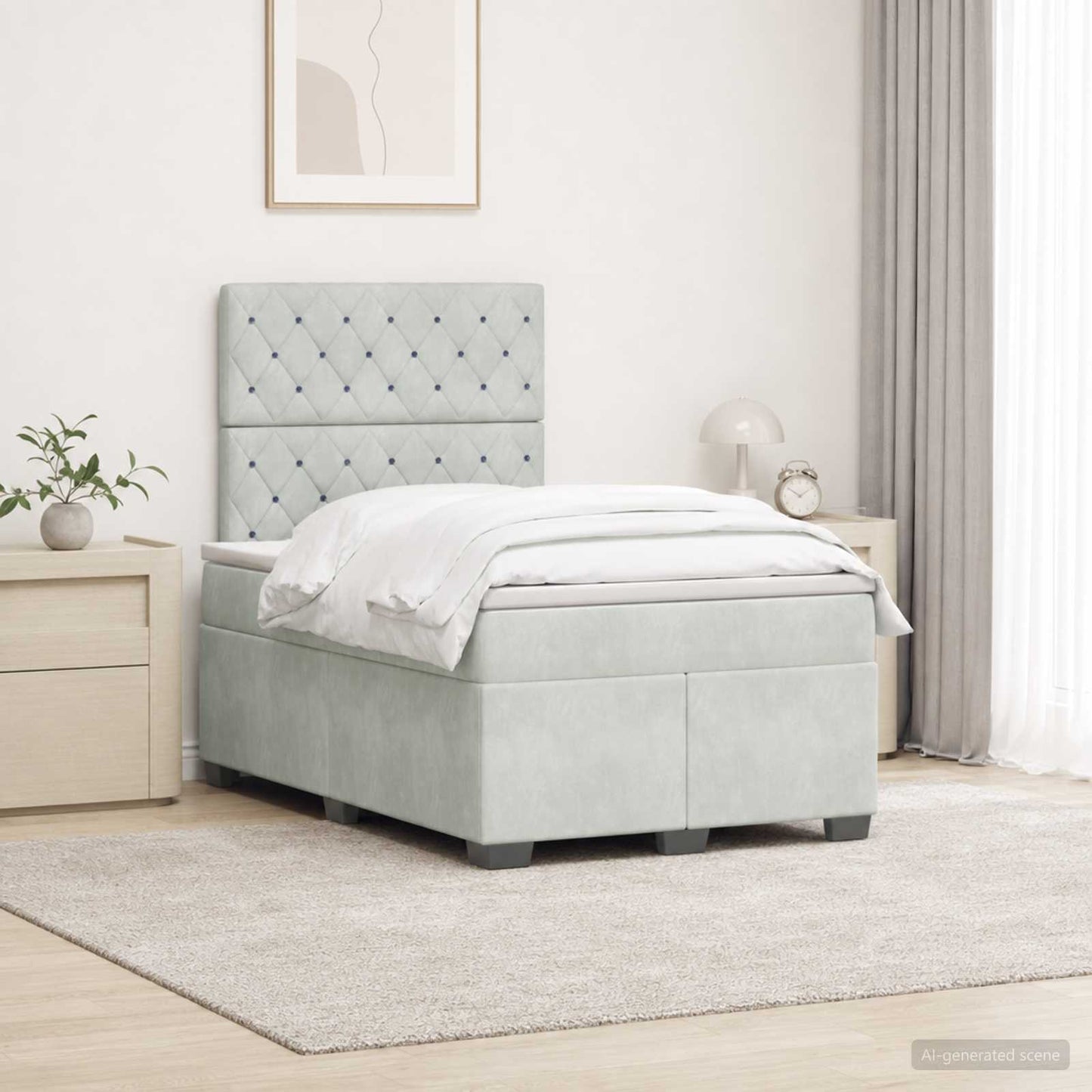 vidaXL Κρεβάτι box spring με στρώμα Ανοιχτό γκρι 120 x 200 cm Βελούδο