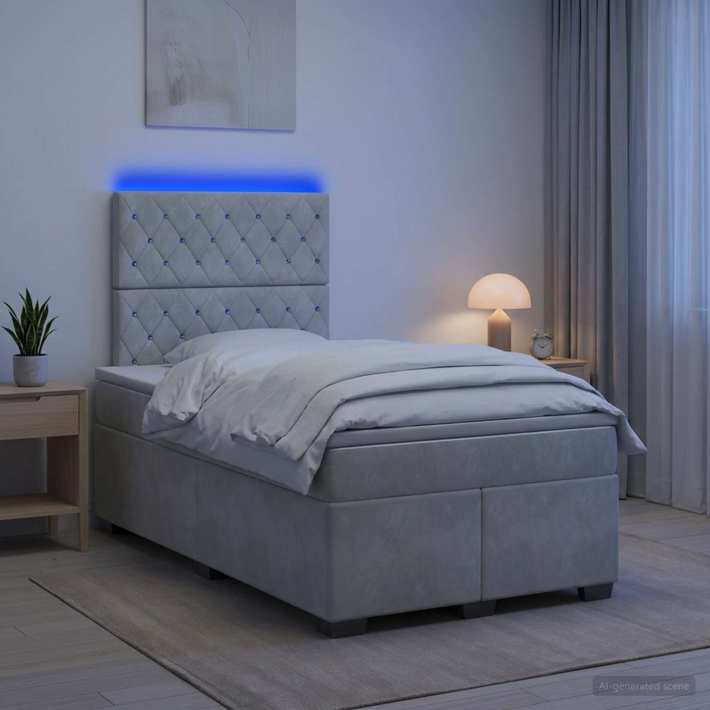 vidaXL Κρεβάτι box spring με στρώμα Ανοιχτό γκρι 120 x 200 cm Βελούδο