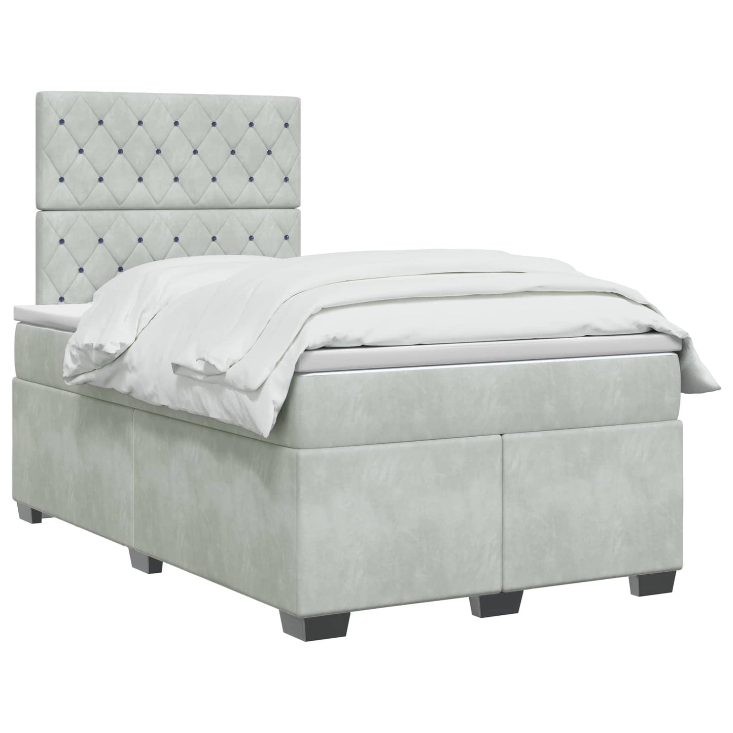 vidaXL Κρεβάτι box spring με στρώμα Ανοιχτό γκρι 120 x 190 cm Βελούδο