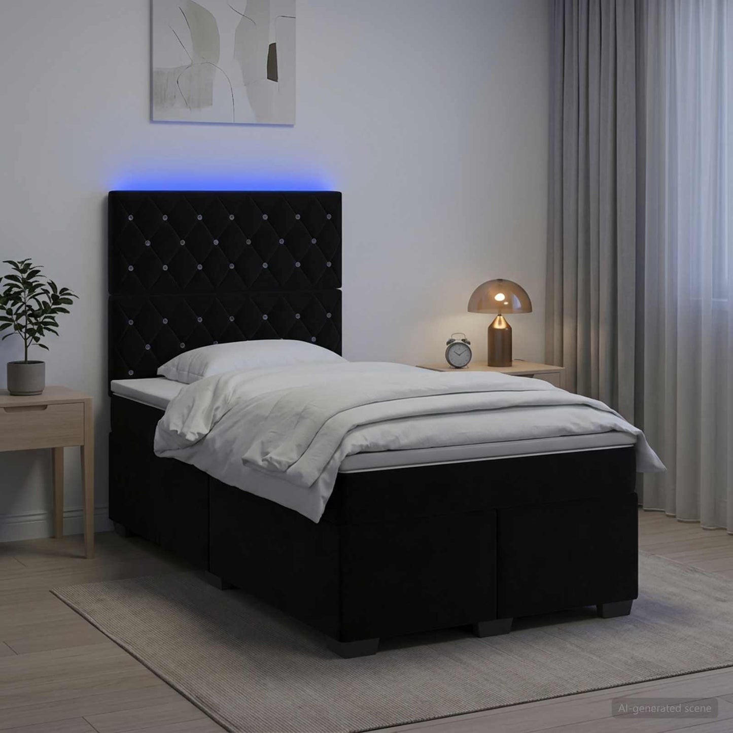 vidaXL Κρεβάτι box spring με στρώμα Μαύρο 120 x 190 cm Βελούδο