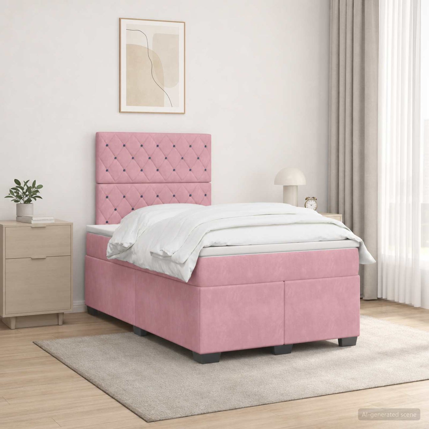 vidaXL Κρεβάτι box spring με στρώμα Ροζ 120 x 200 cm Βελούδο