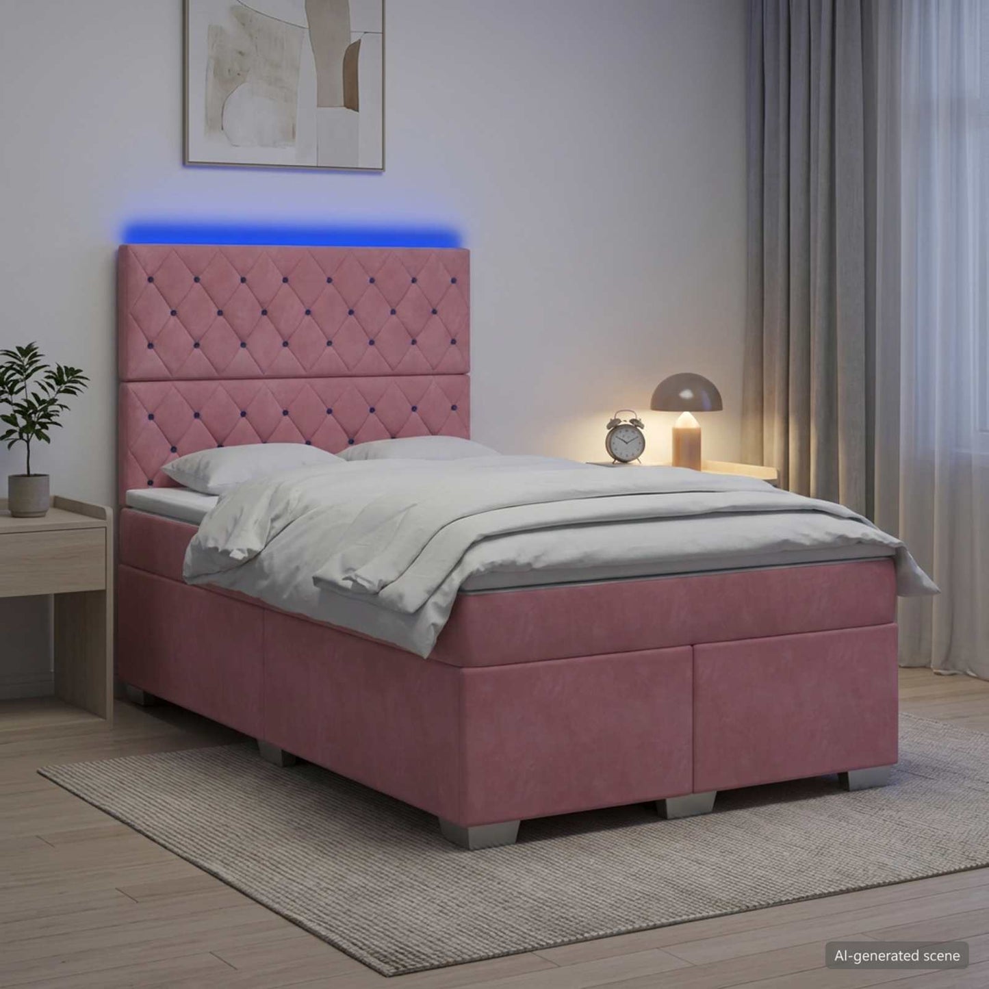 vidaXL Κρεβάτι box spring με στρώμα Ροζ 120 x 200 cm Βελούδο