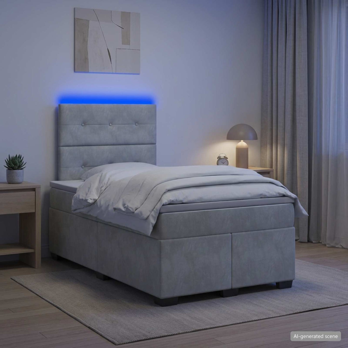 vidaXL Κρεβάτι box spring με στρώμα Ανοιχτό γκρι 120 x 200 cm Βελούδο